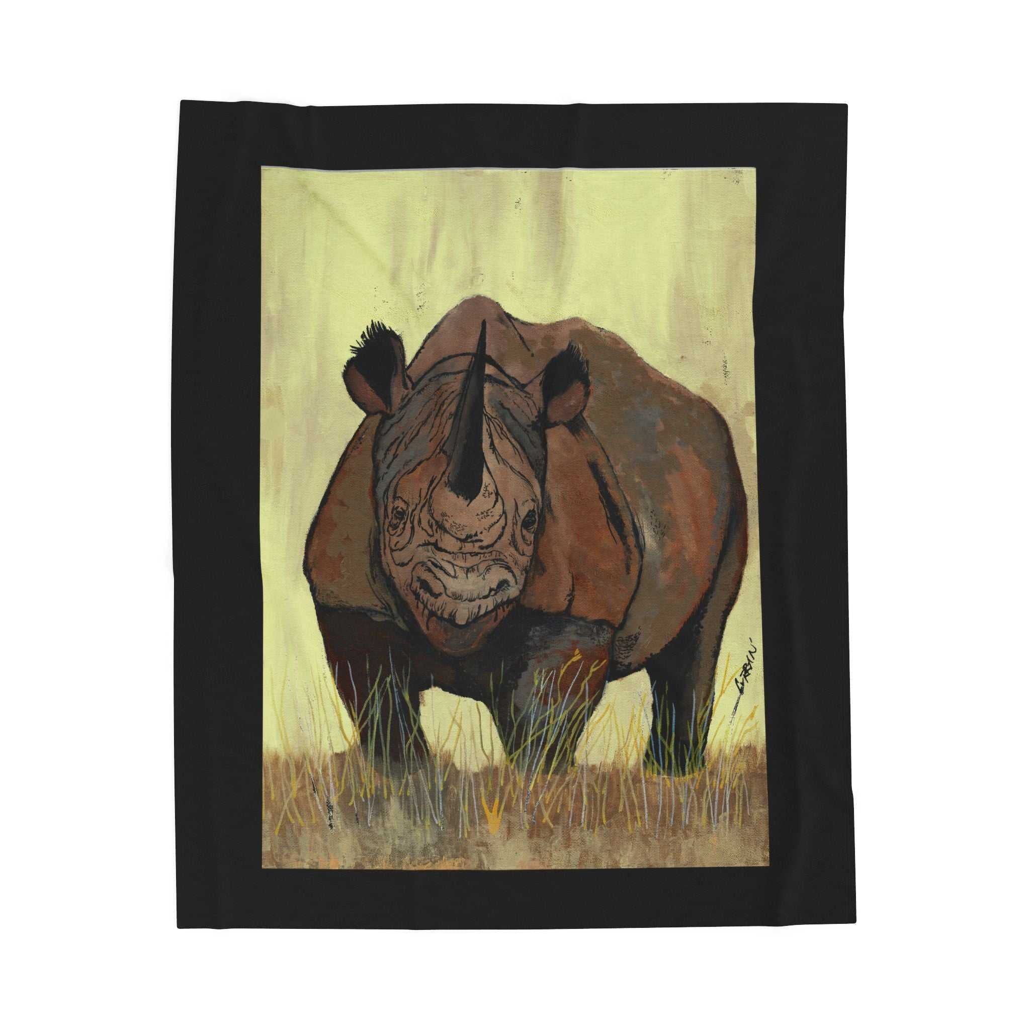 Wildlife Inspired Velveteen Plush Blanket featuring Rhino
