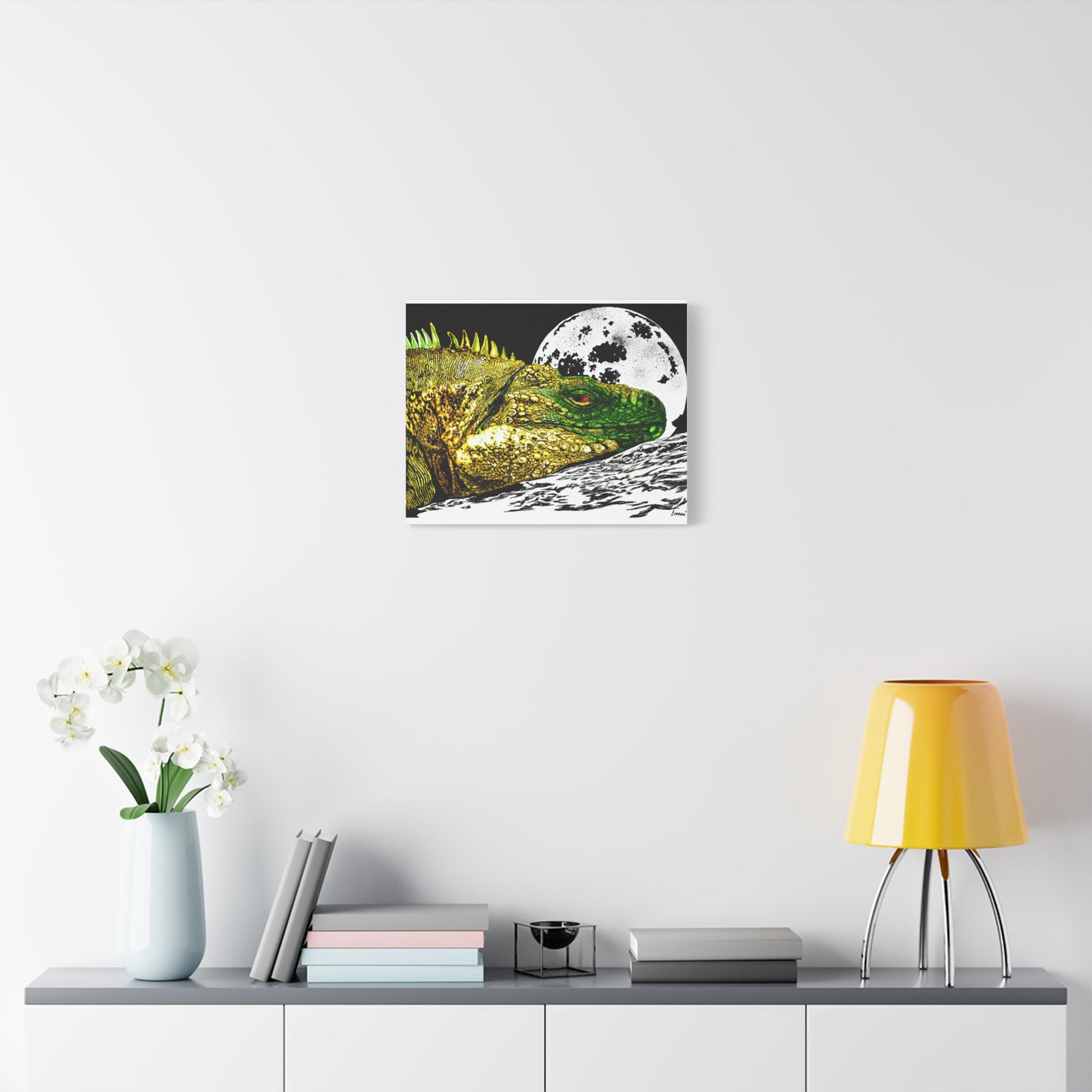 Reptile Art Print, Print of my Original hand drawn art printed on stretched canvas of a Reptile