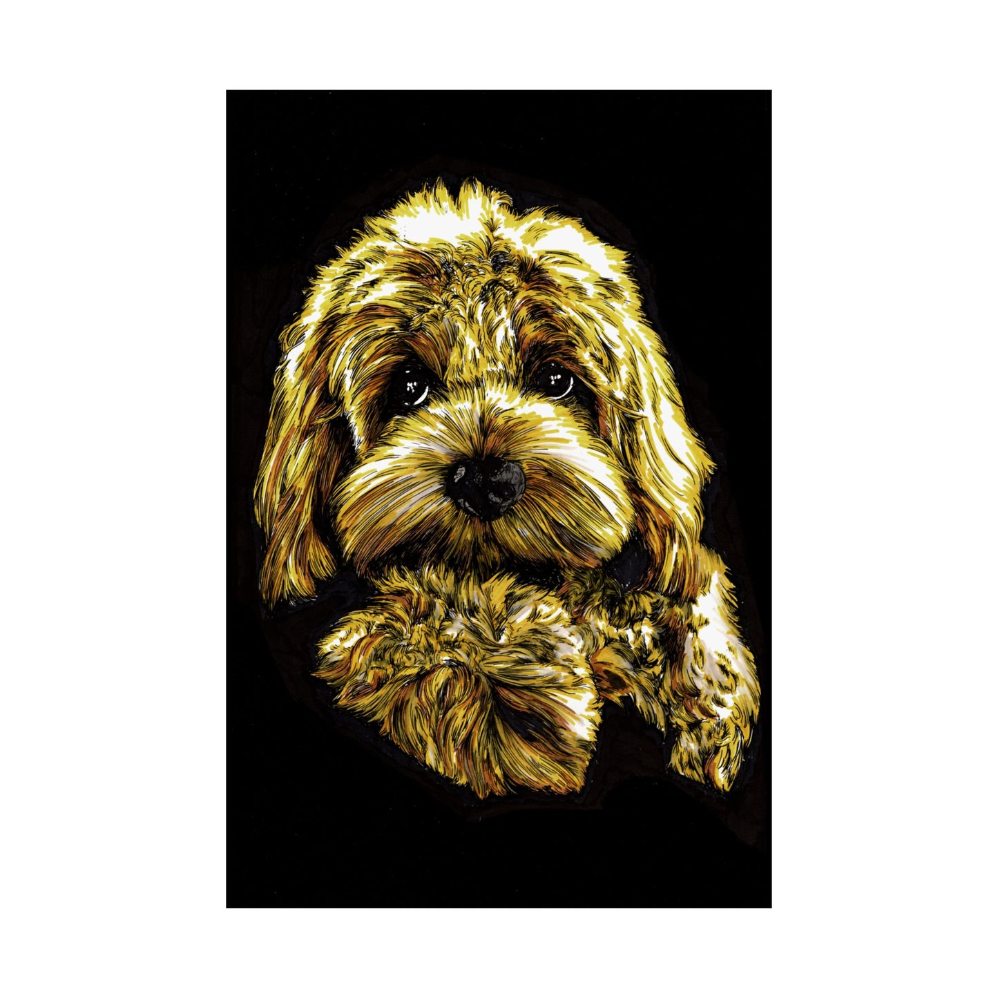 Golden Dog Art Satin Poster - Home Decor for Pet Lovers