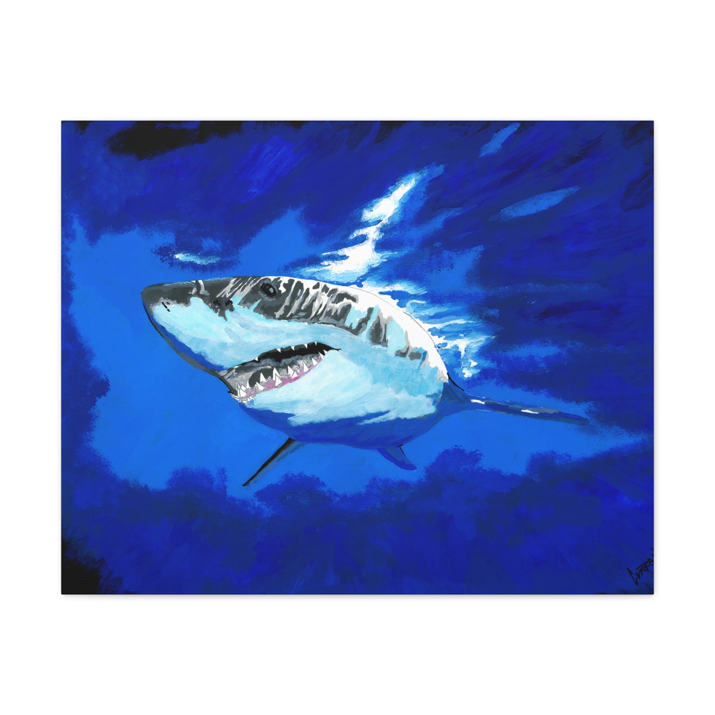 Great White Shark Canvas Art – Original Hand-Painted