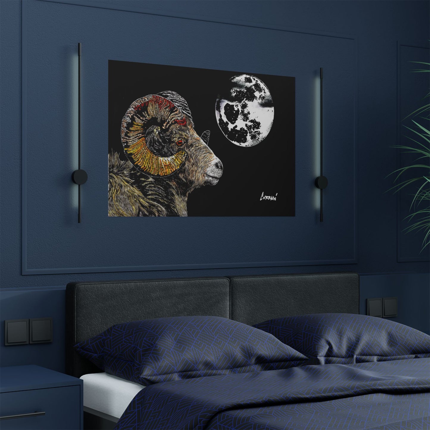 Mountain Ram Satin Poster - 300gsm Art Print for Home Decor