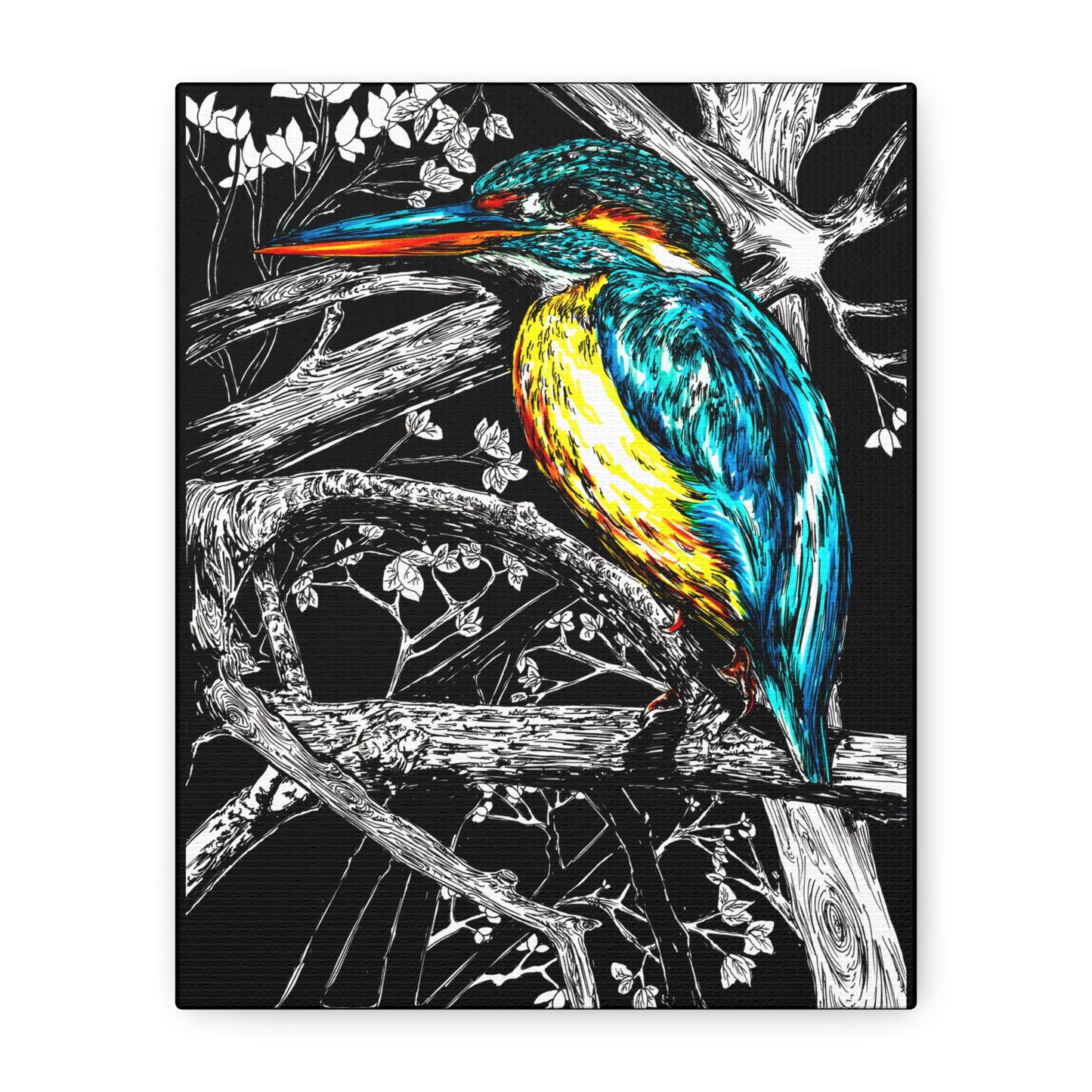 Kingfisher Bird Wall Art Print of the Original, hand drawn