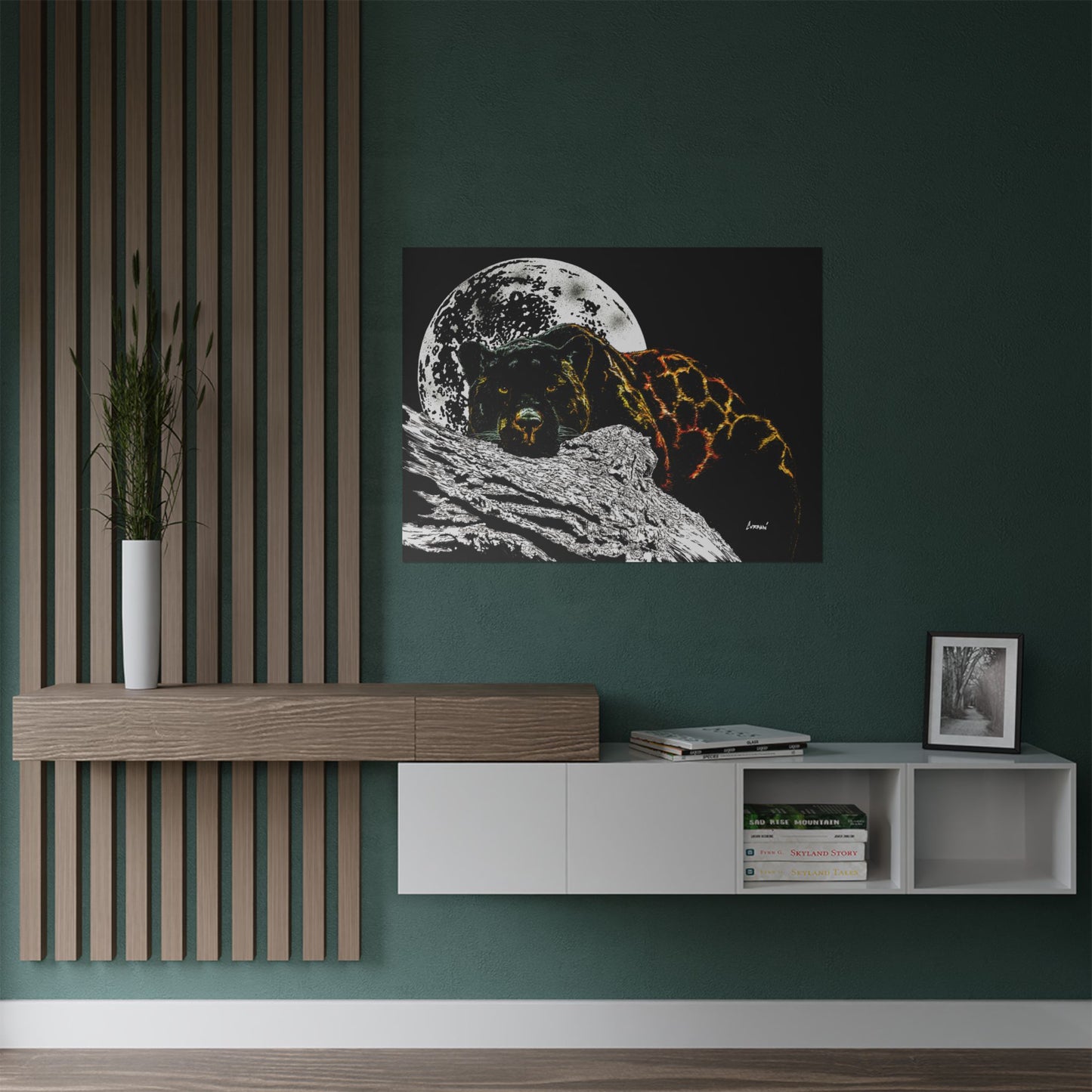 Majestic Bear Satin Poster - Night Moon Art Print (300gsm)