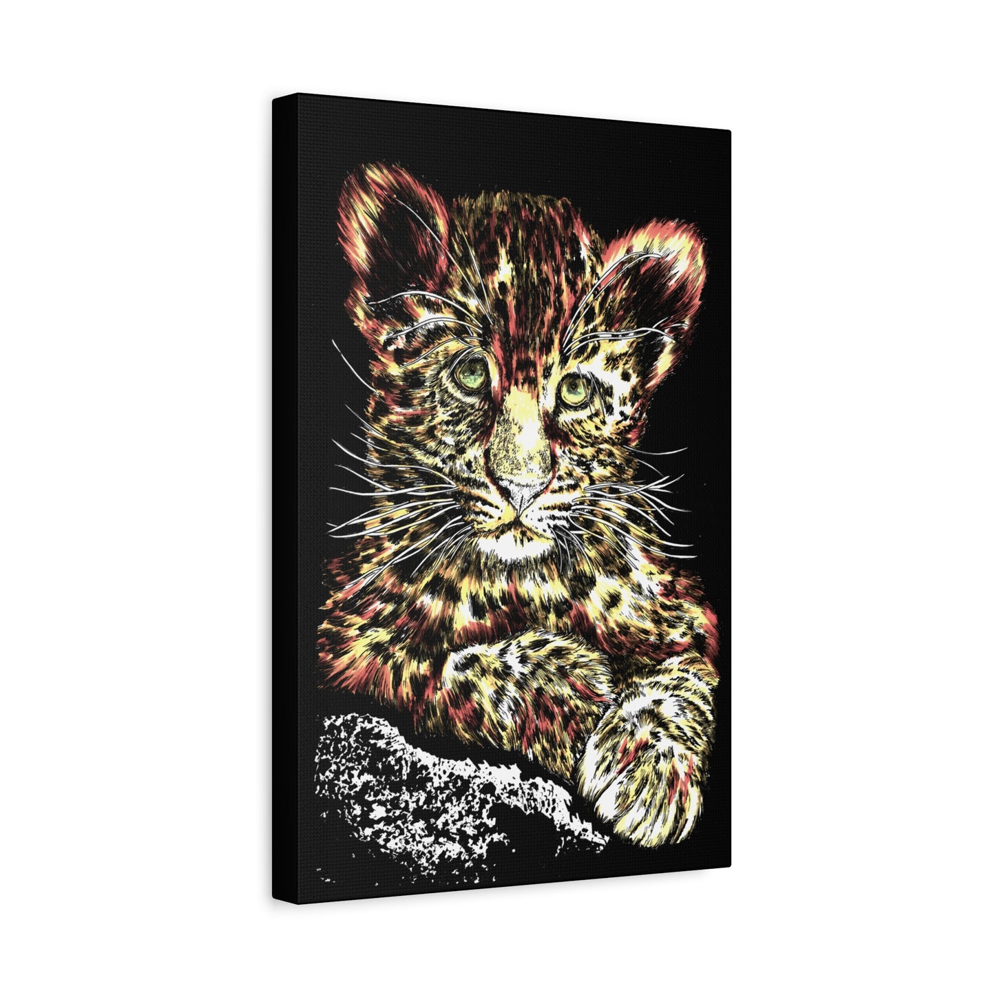 Leopard Cub Wall Art Print of the Original, hand drawn wall art of a Leopard Cub
