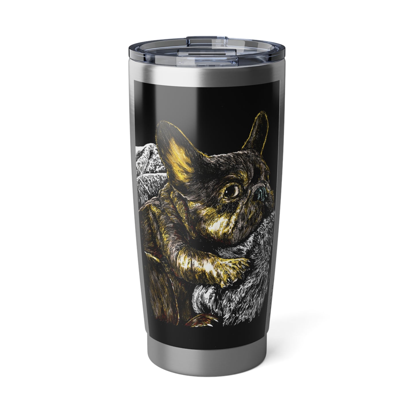 French Bulldog Travel Mug, Vagabond Tumbler, Hand Drawn Art
