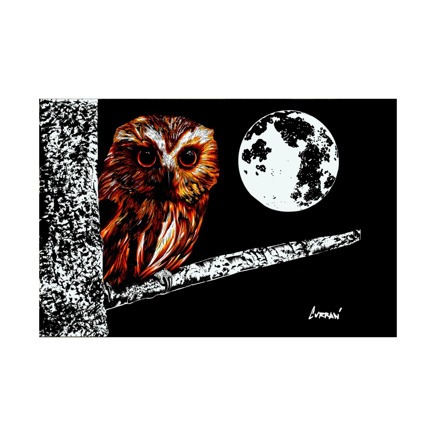 Mystical Owl Satin Poster | 300gsm Wall Art for Nature Lovers