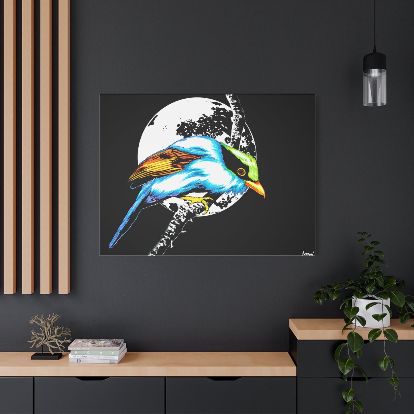 Exotic Bird Canvas Art – Original Hand-Drawn Vibrant,