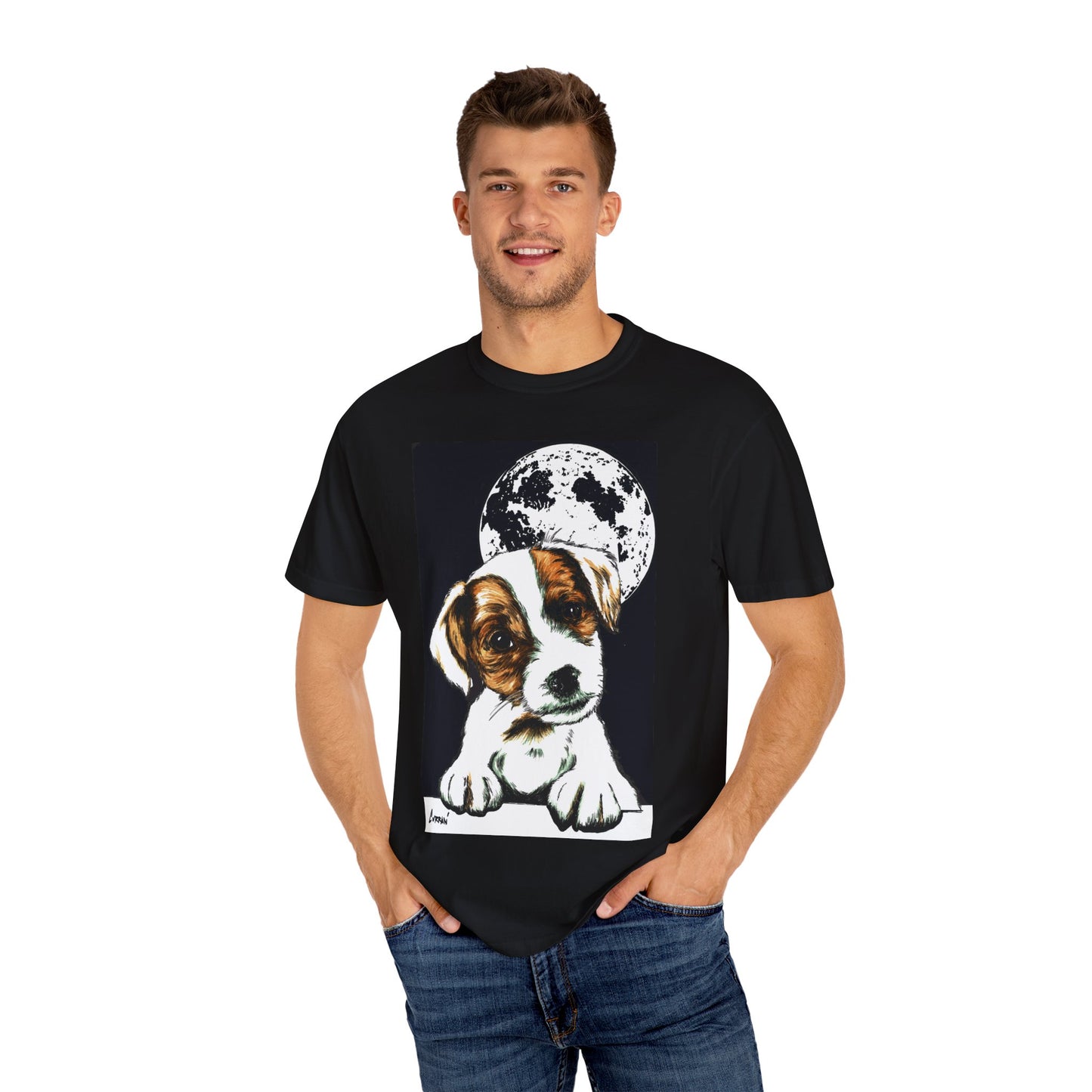 Moonlit Beagle Puppy Unisex Garment-Dyed T-shirt – Perfect for Animal Lovers