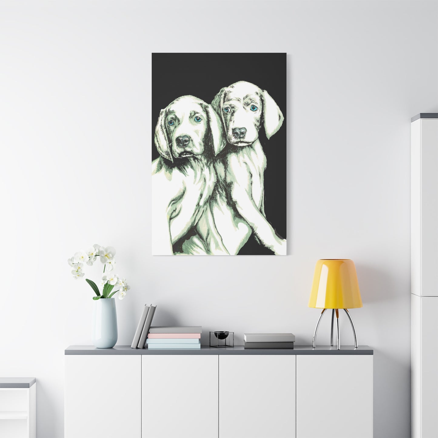 Two Puppies Art Canvas Print - Stretched Wall Decor