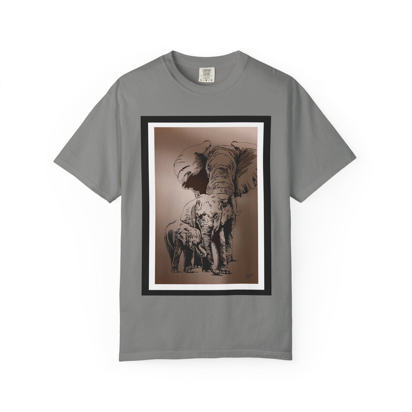 Elephant Family Garment-Dyed T-Shirt | Nature Lover's Tee