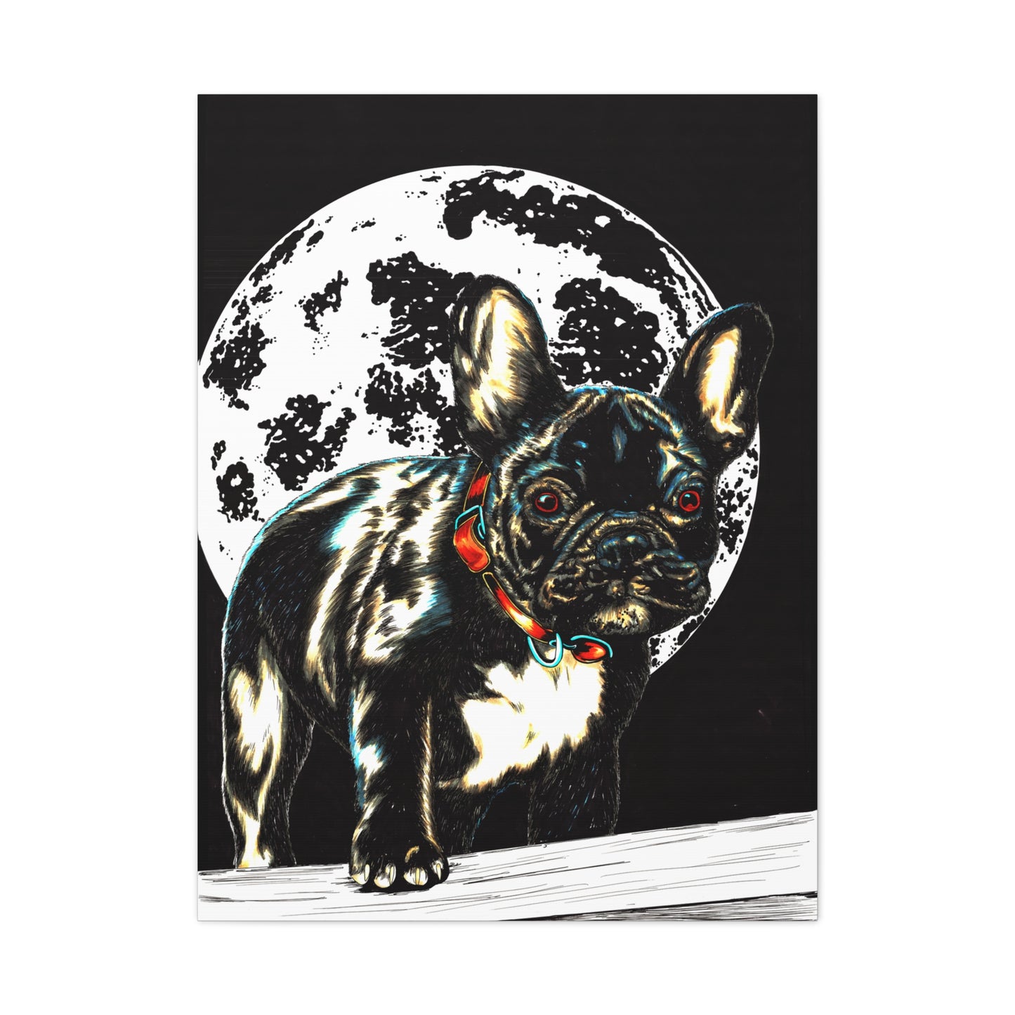 French Bulldog Moonlight Canvas Wall Art Print
