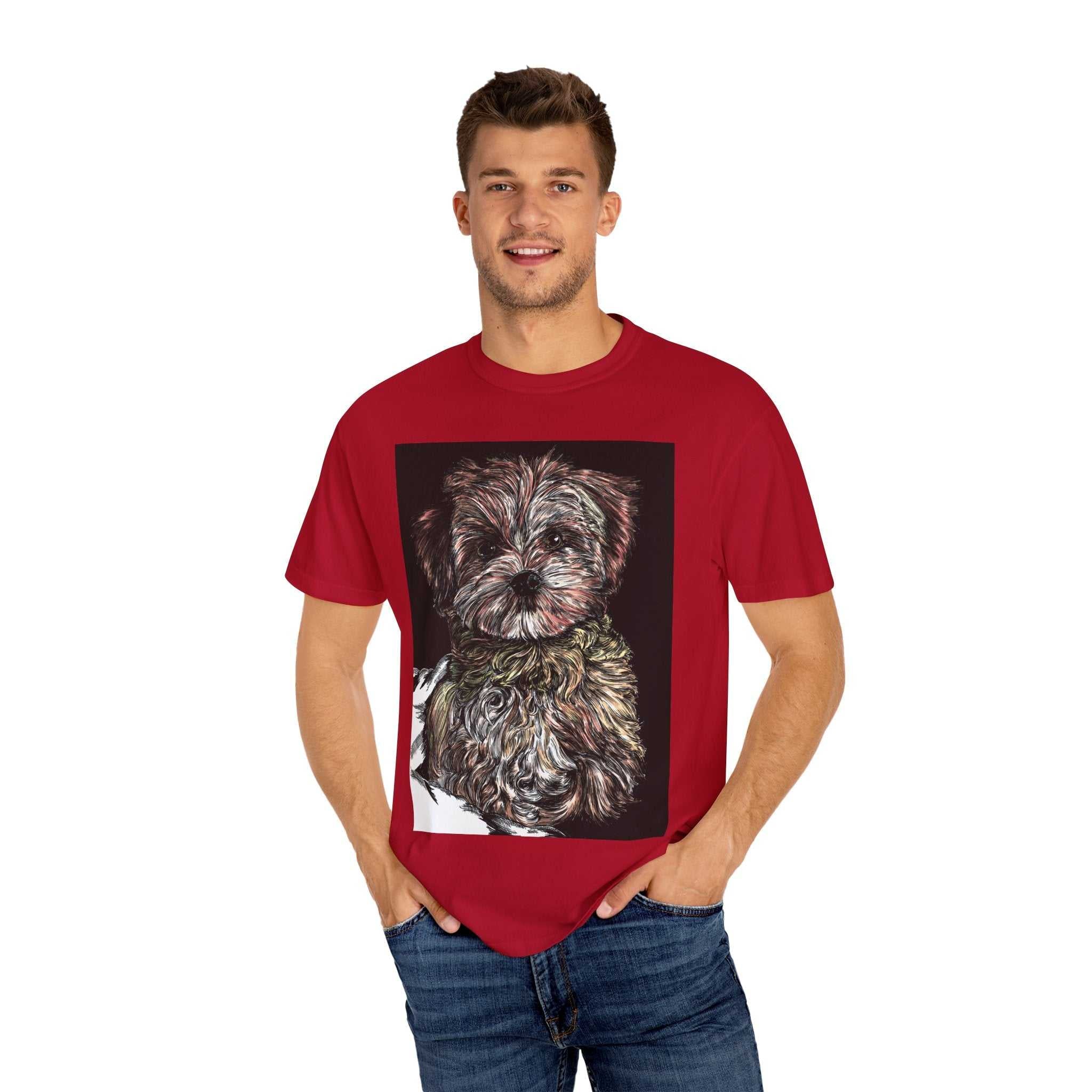 Elevate your style with our Puppy Art Unisex Garment-Dyed T-Shirt – Original Hand-Drawn design. Stand out from the crowd in this unique tee!