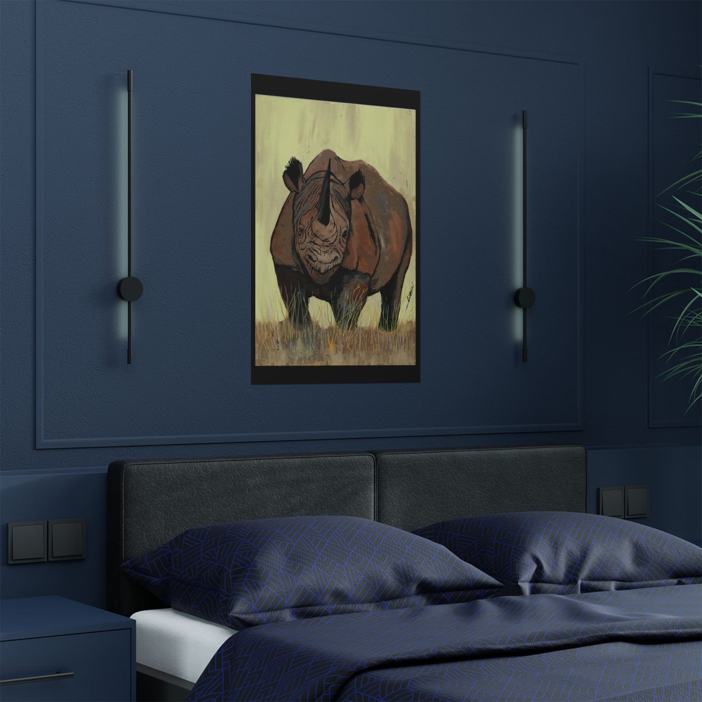 Rhino Wildlife Satin Poster - Majestic Rhino Art - Nature Decor