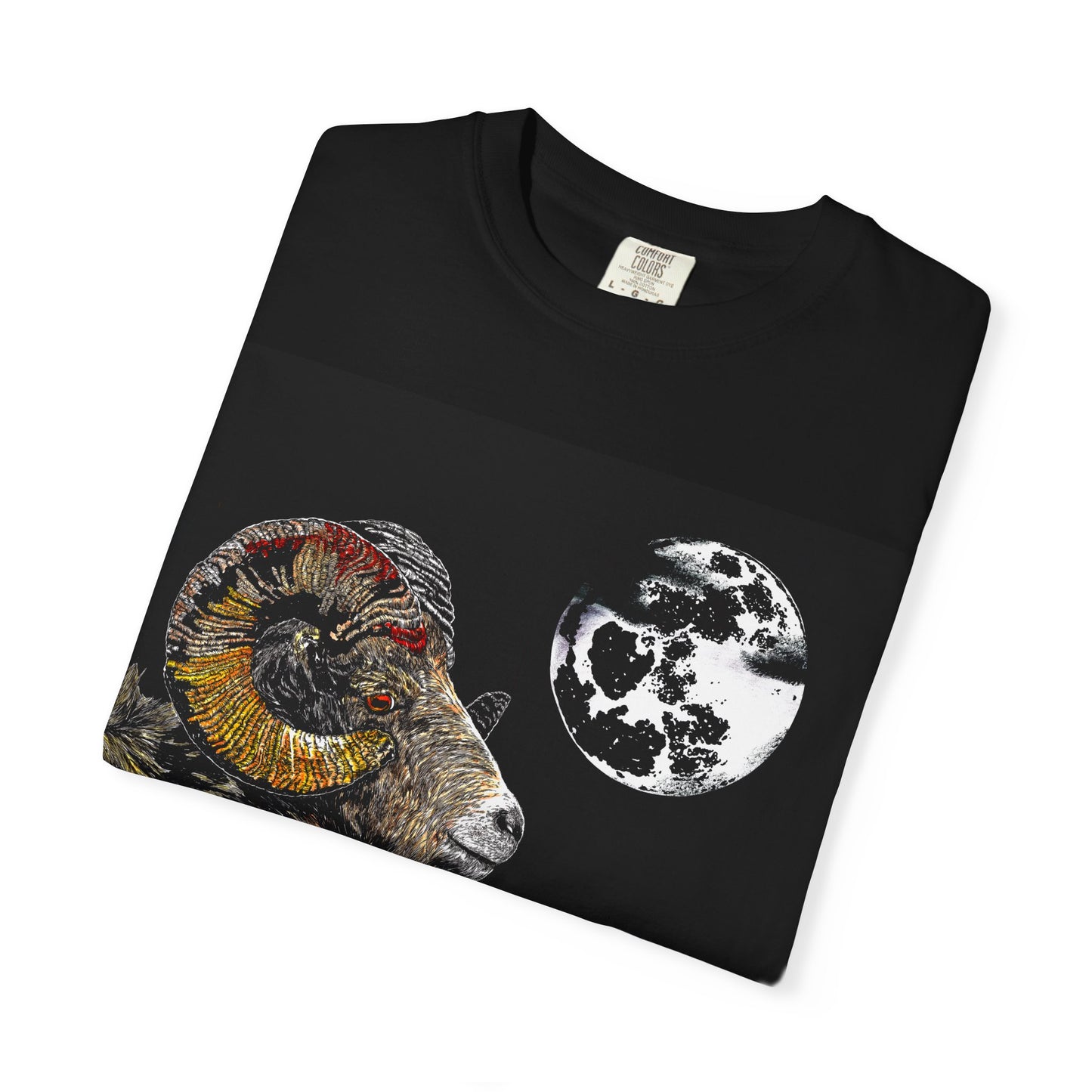 Ram and Moon Graphic Unisex T-Shirt - Nature-Inspired Artwear