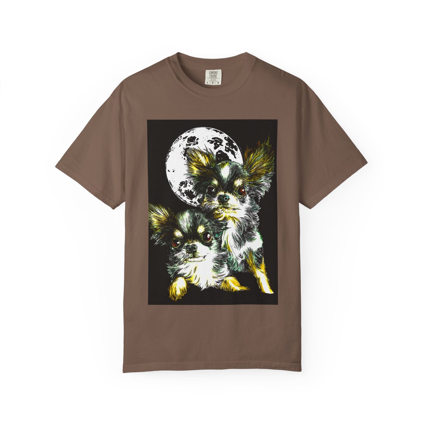 Cute Chihuahua Moon Night Unisex Garment-Dyed T-Shirt