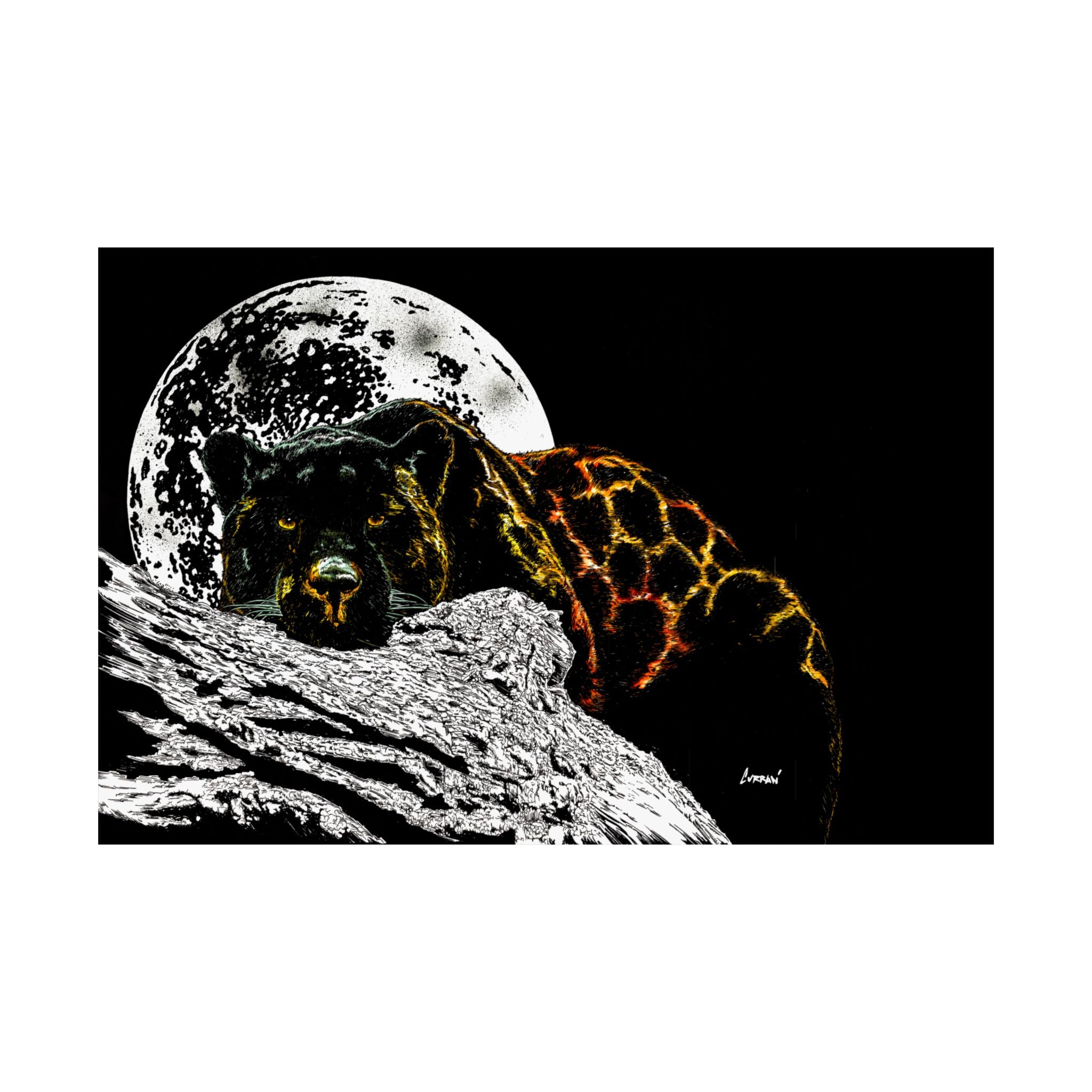 Majestic Bear Satin Poster - Night Moon Art Print (300gsm)