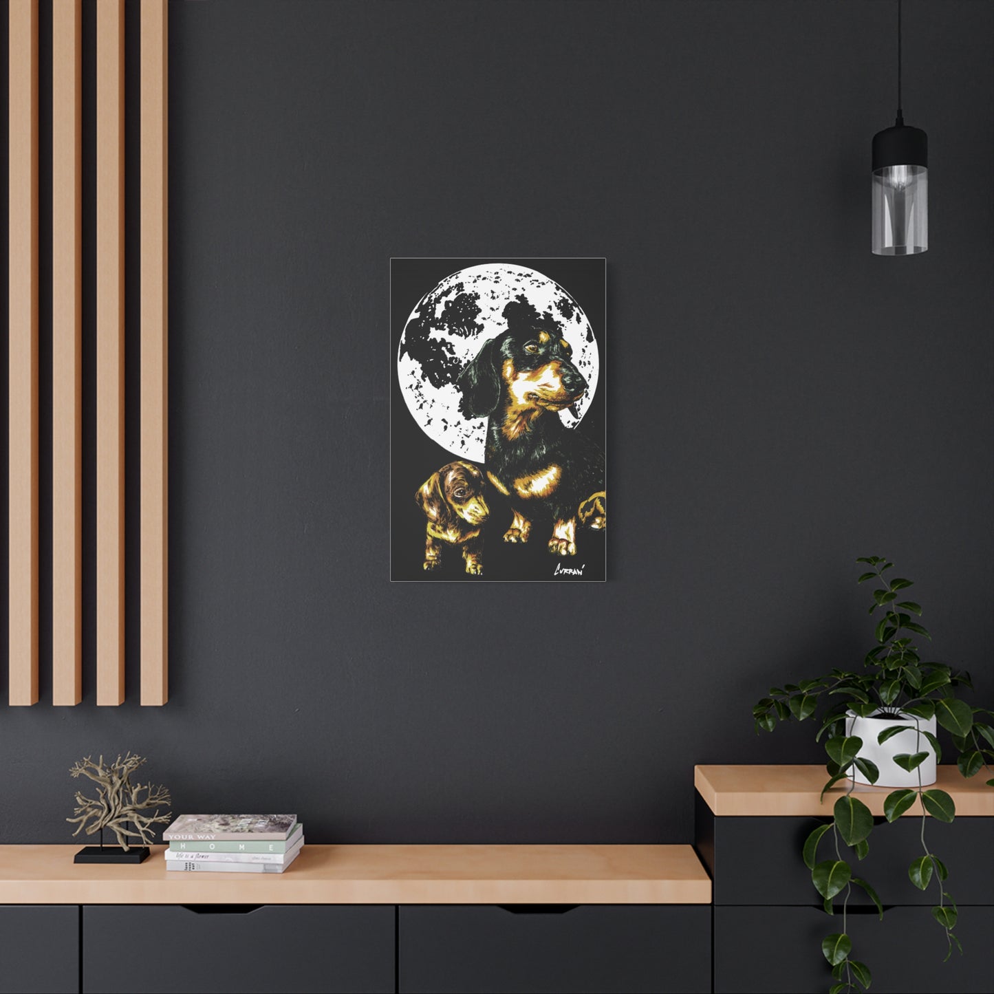 Dachshund Canvas Print of the Original, hand drawn wall art