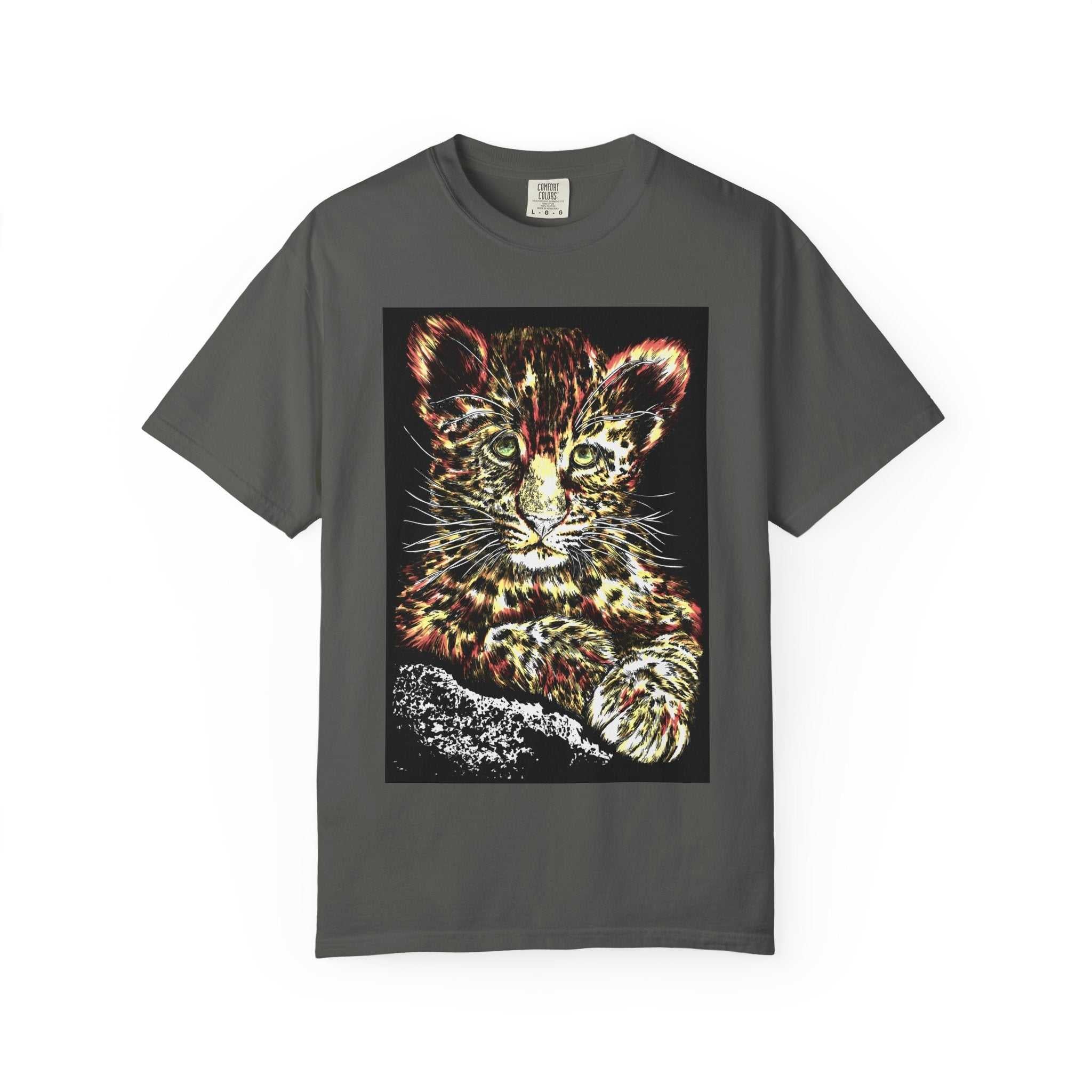 Turn heads with our wildlife Unisex Garment-Dyed T-shirt featuring Playful Leopard Cub. Perfect blend of style and comfort. Shop now!