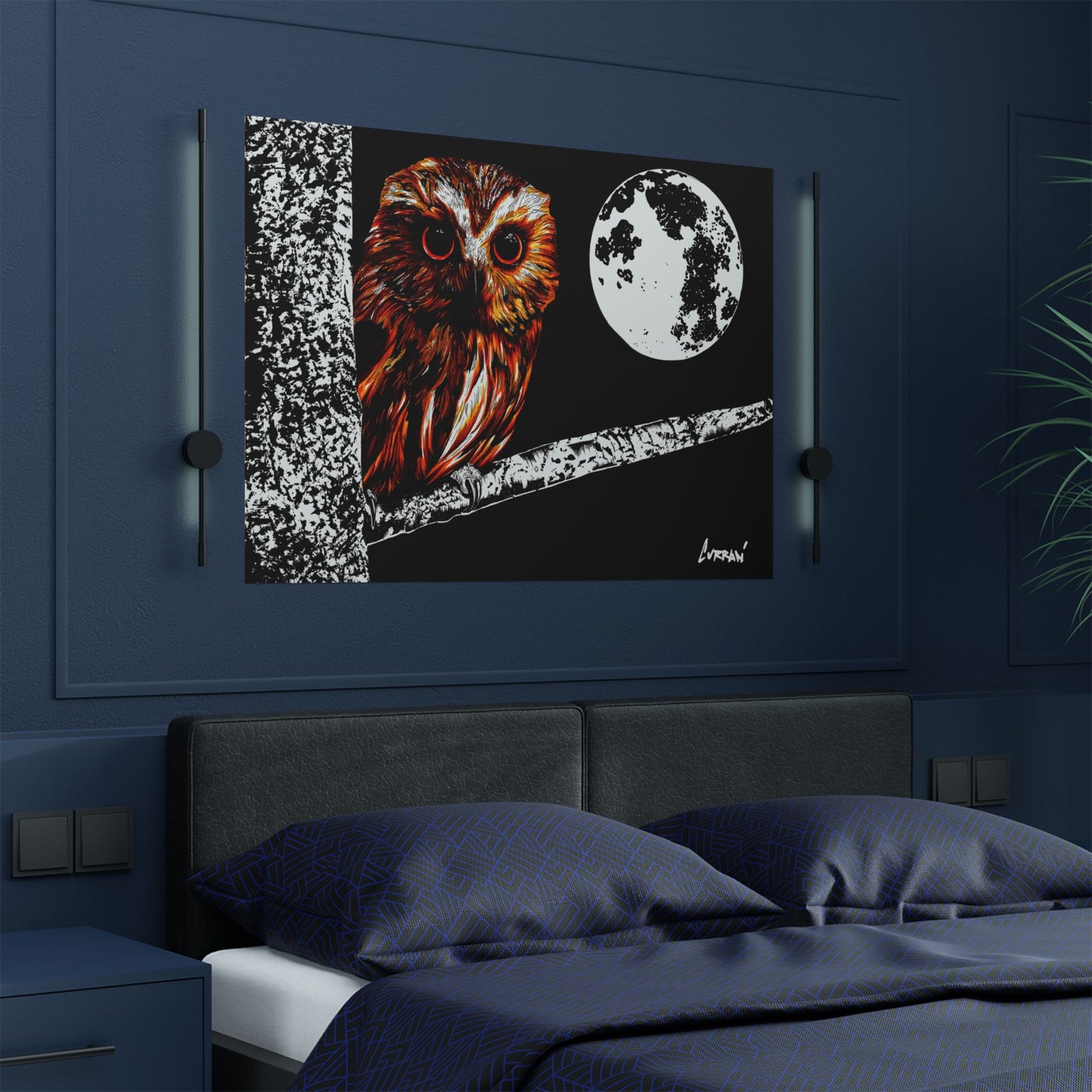 Mystical Owl Satin Poster | 300gsm Wall Art for Nature Lovers