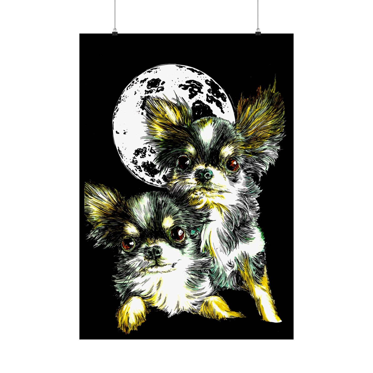Chihuahua Moonlight Satin Poster - 300gsm Pet Art Decor