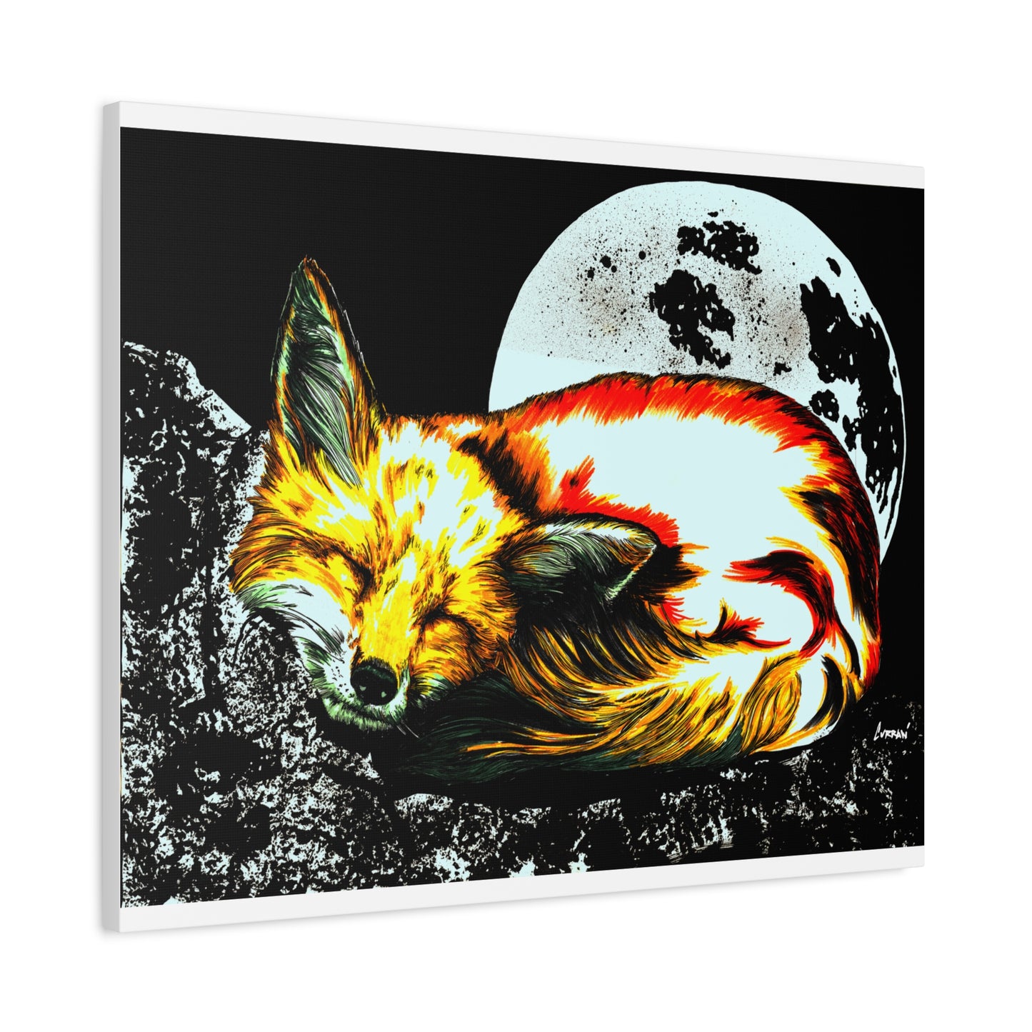 Red Fox Art Print of my Original hand drawn art printed on stretched canvas of a Red Fox
