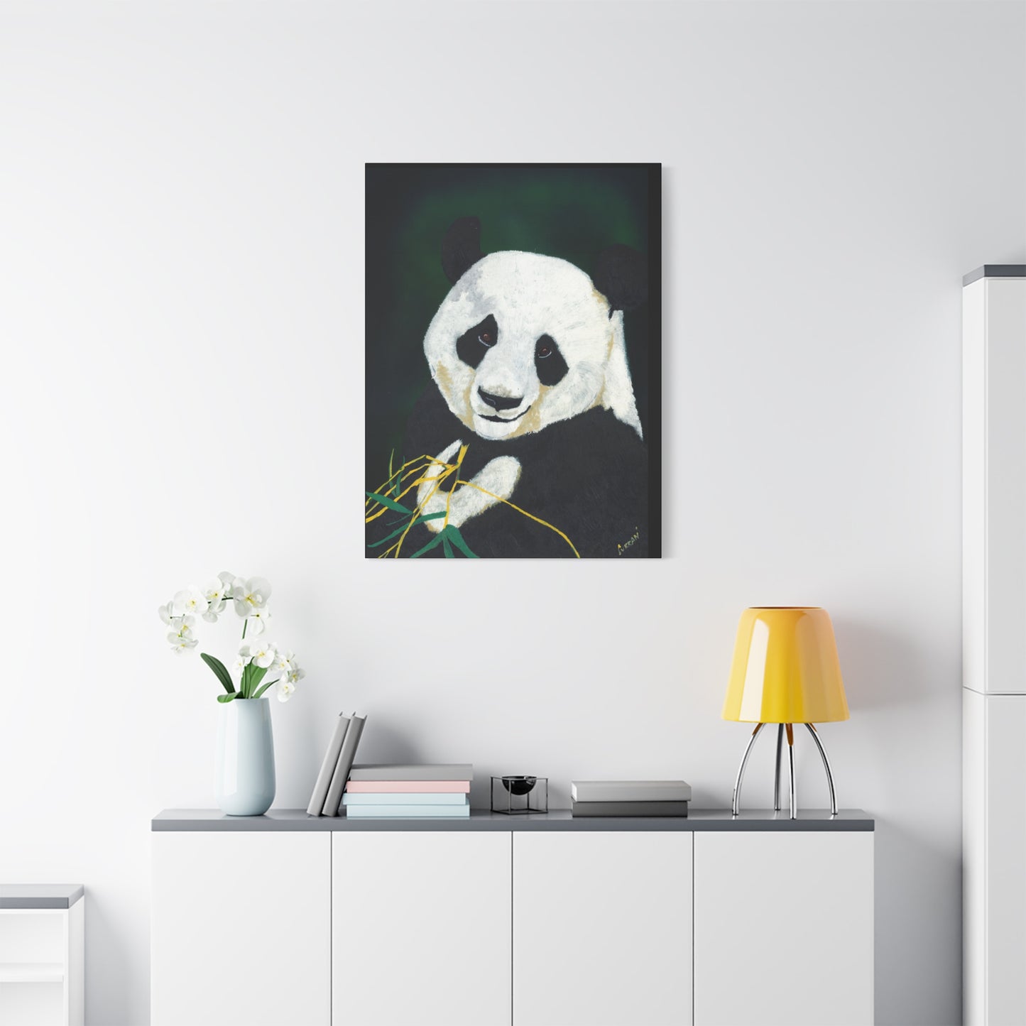 Panda Wall Art, Panda Print, Wildlife Art, Hand-Painted Panda, Nature Wall Decor, Bamboo Forest Art, Animal Lover Gift, Zen Decor. Printed on Matte Canvas, Stretched, 1.25"