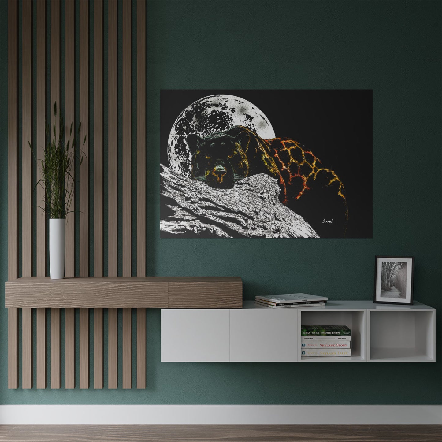 Majestic Bear Satin Poster - Night Moon Art Print (300gsm)