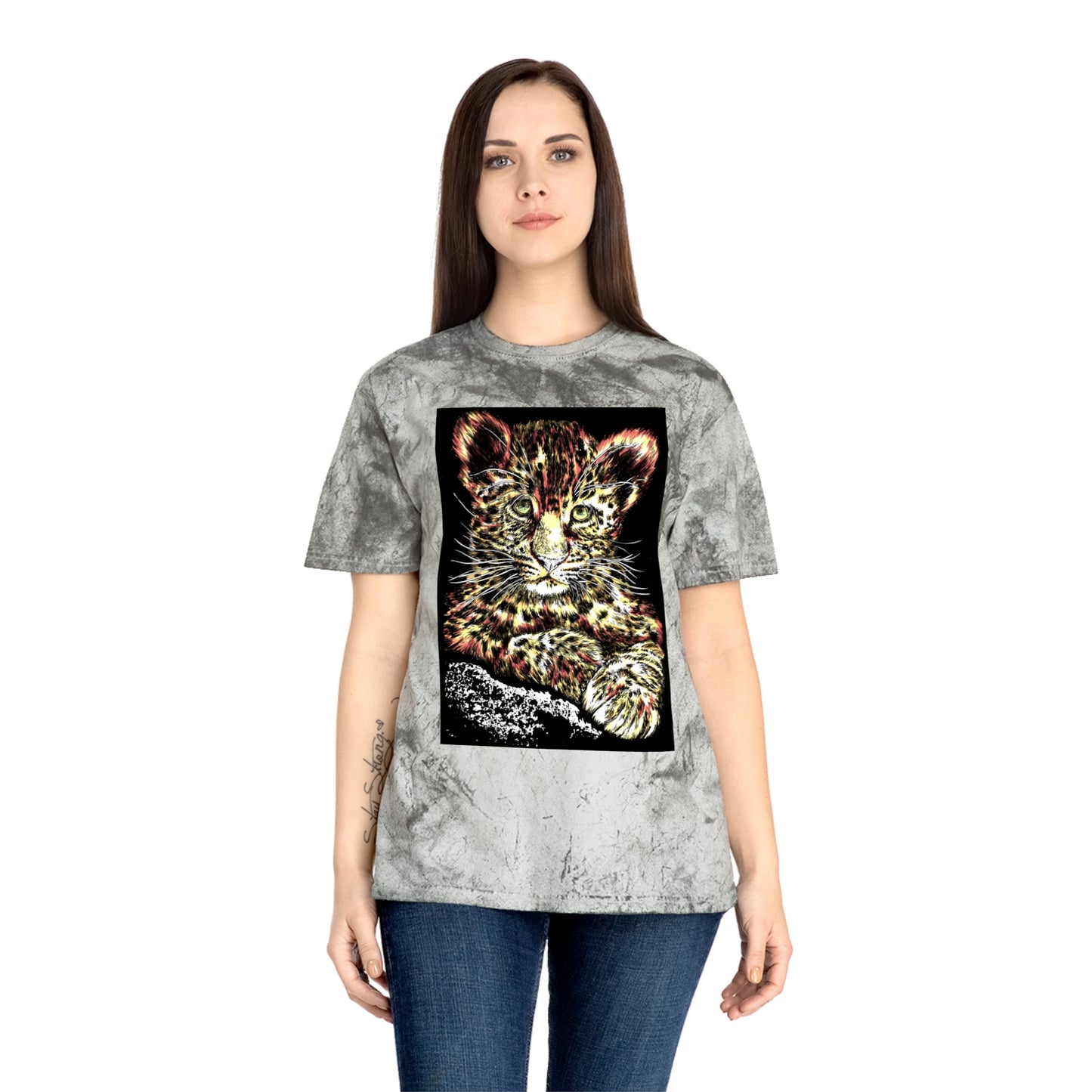Majestic Leopard Color Blast T Shirt Original Hand Drawn Art