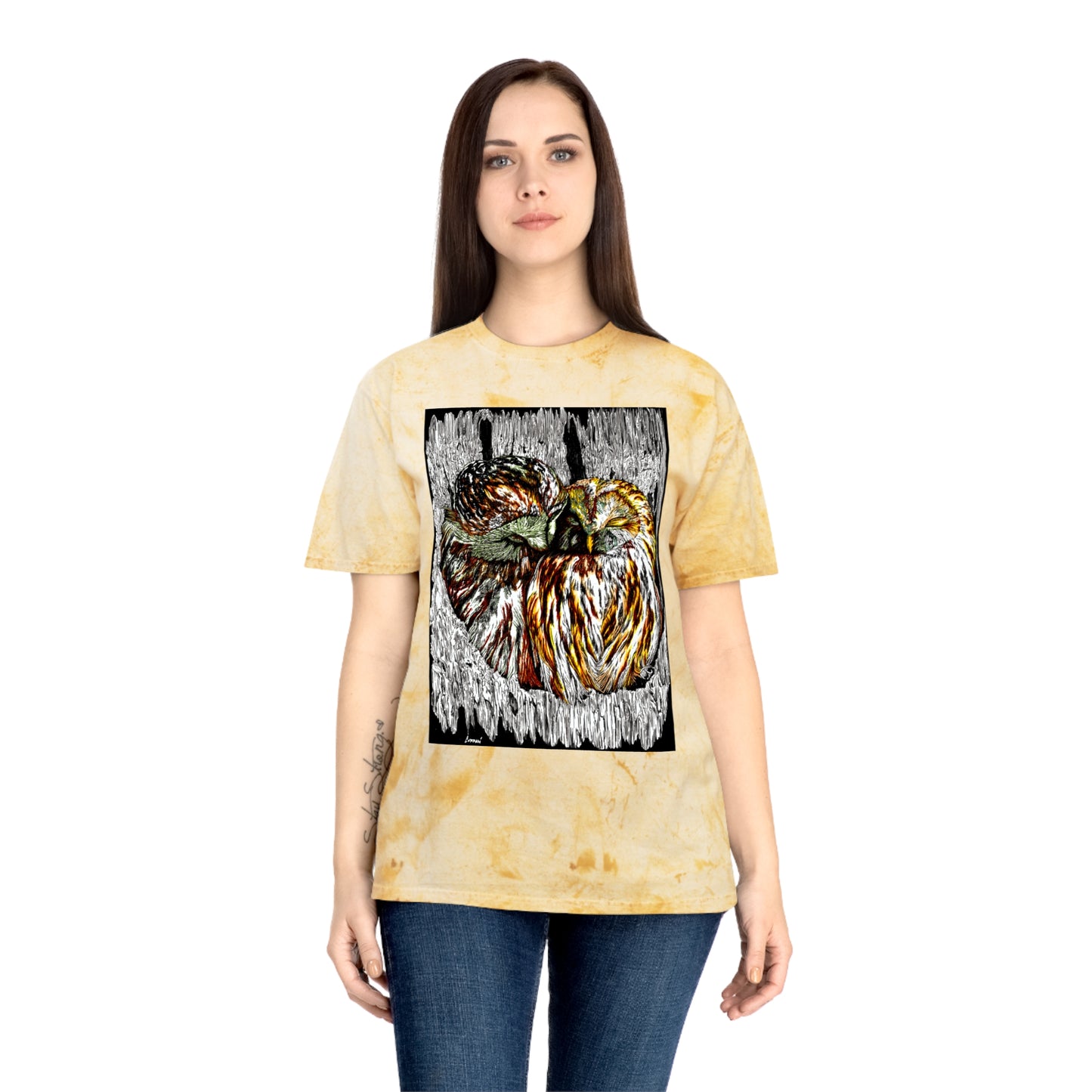 Two Owls in a Tree T-Shirt Original Hand Drawn Art