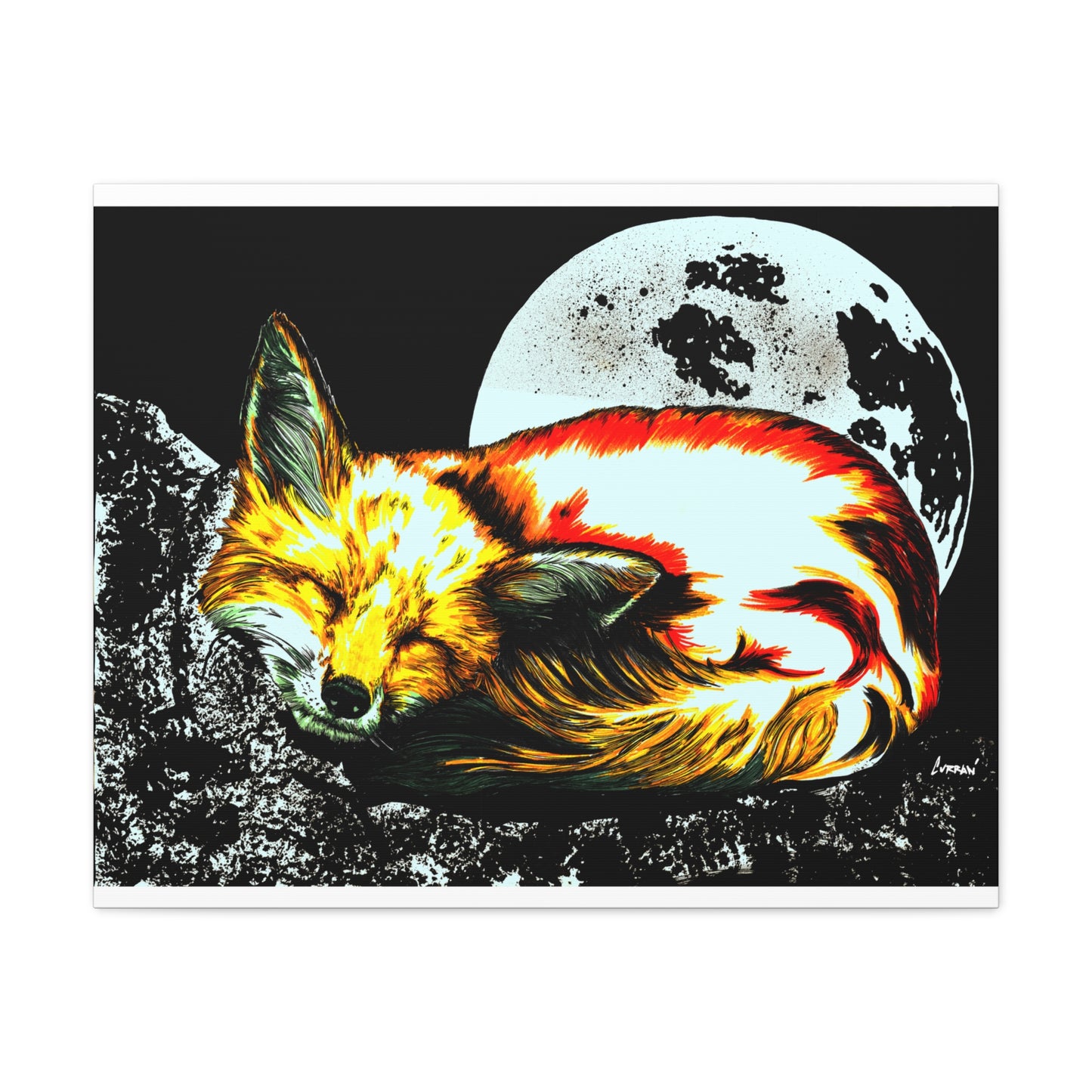 Red Fox Art Print of my Original hand drawn art printed on stretched canvas of a Red Fox