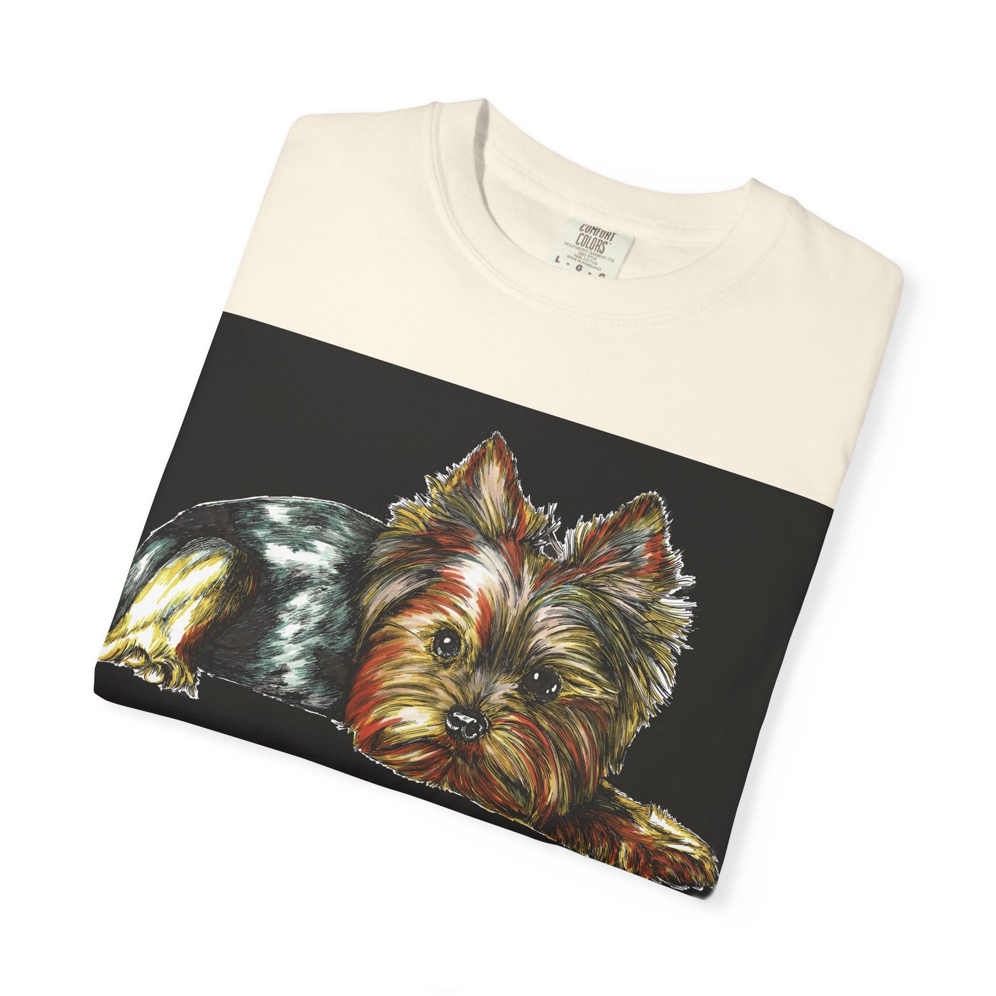 Yorkie Terrier Unisex Garment-Dyed T-Shirt – Original Hand-Drawn Art