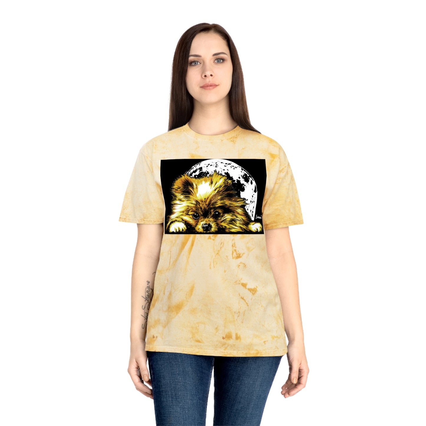 Color Blast T-Shirt with Dog Design - Unisex Moonlit Pet Tee