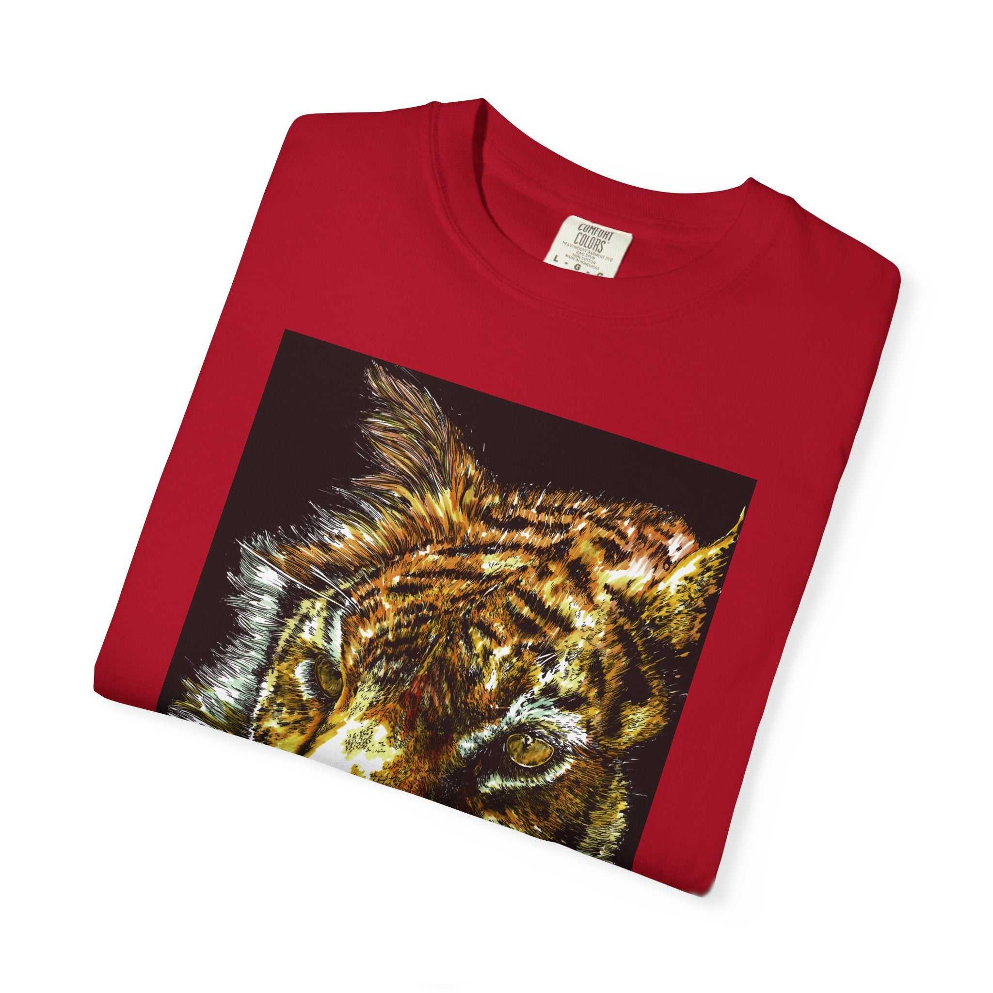 Discover your wild side with our Tiger Art T-Shirt - Vibrant Animal Print - Nature Lover's Apparel featuring the original hand drawn art. Stand out in style!