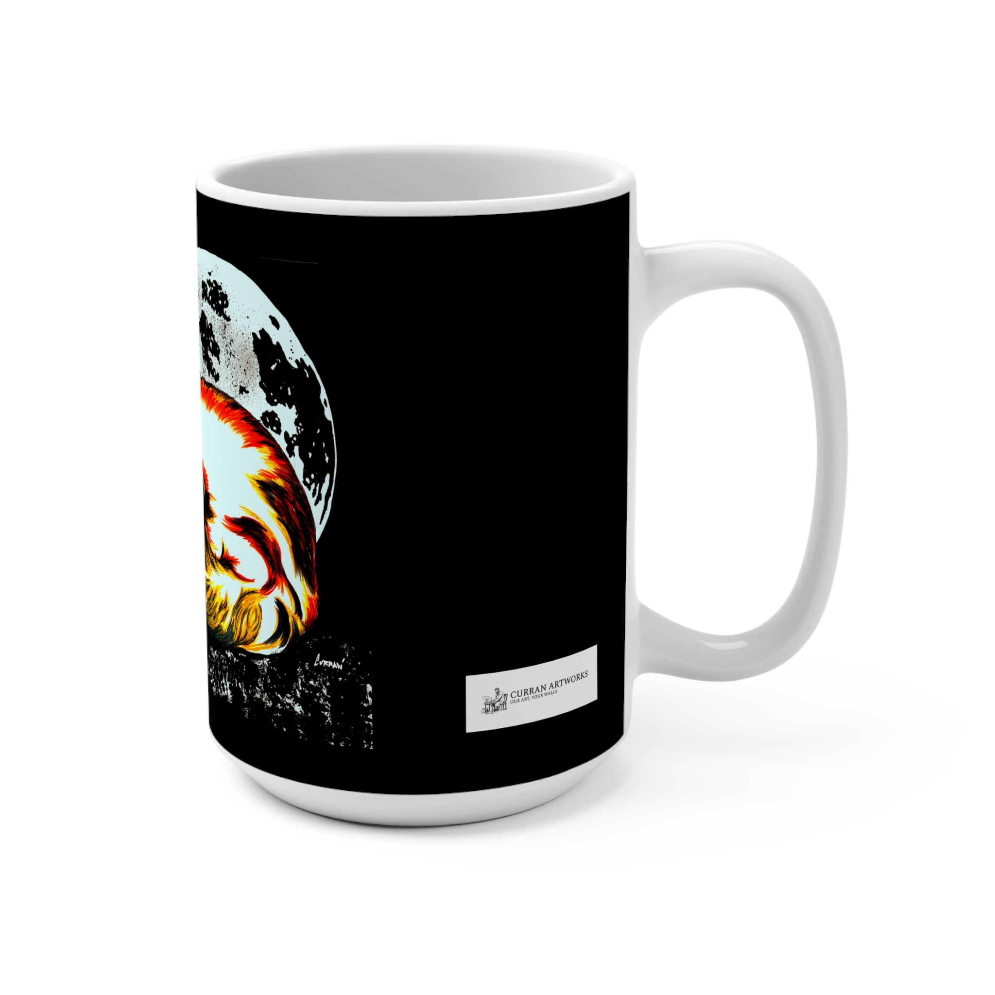 Red Fox Moon Art Mug - 15oz Coffee Cup for Animal Lovers