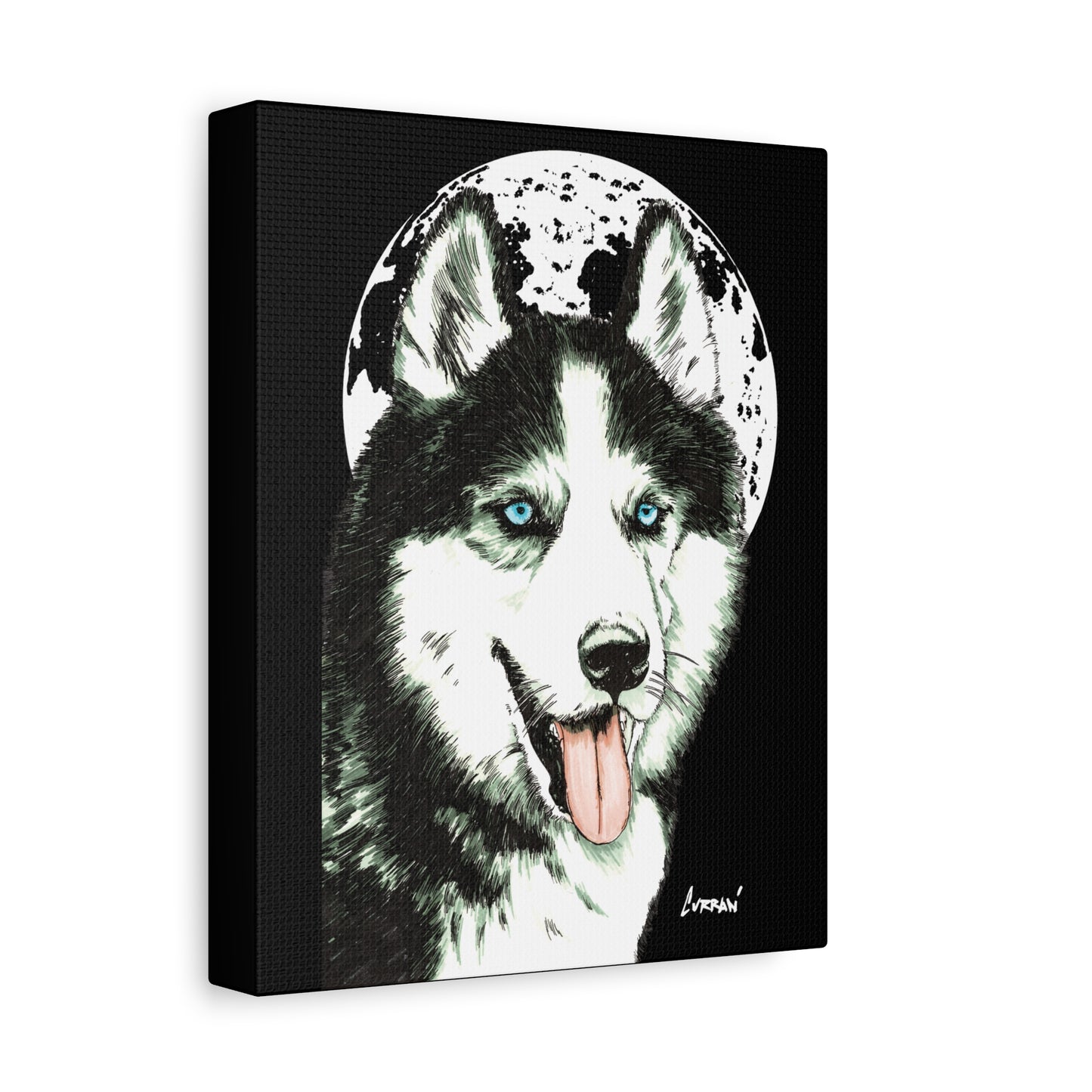 Siberian Husky Canvas Wall Art - Moonlit Dog Decor