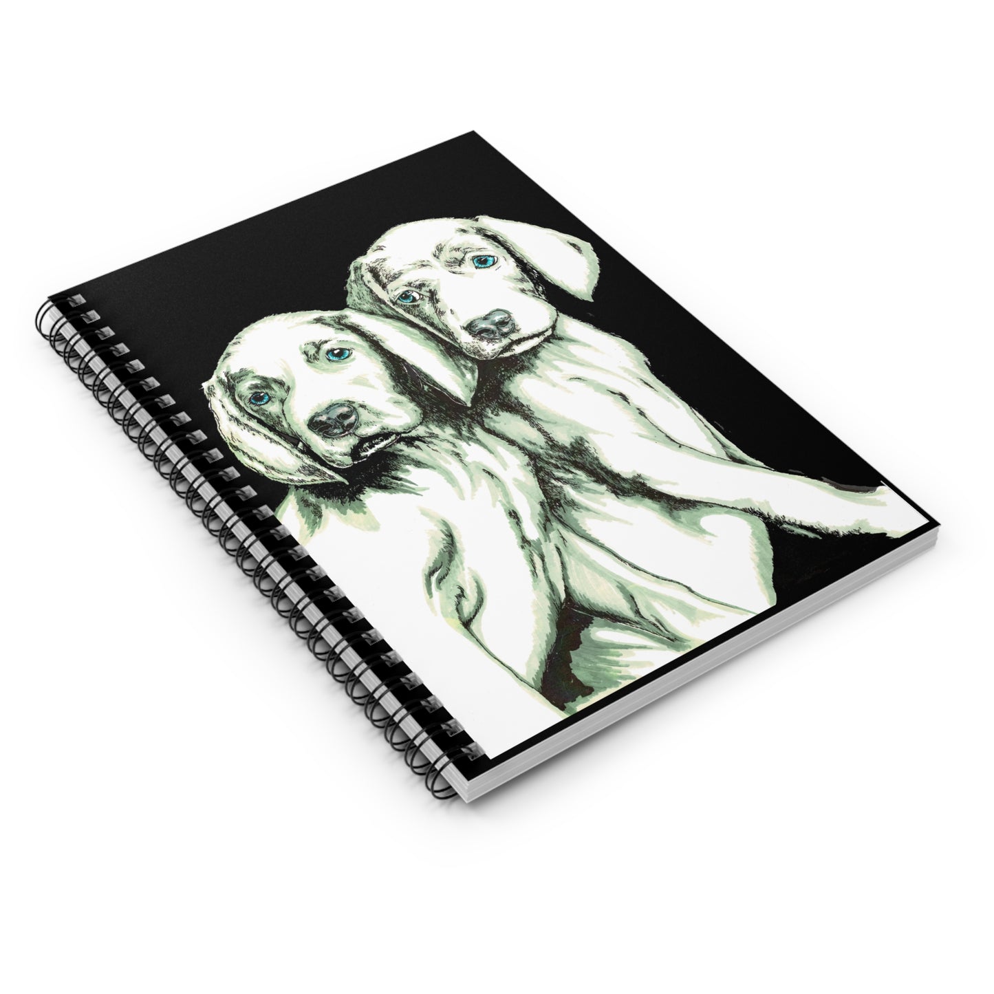 Two Puppies Spiral Notebook – Ruled Line, Original Hand-Drawn Art