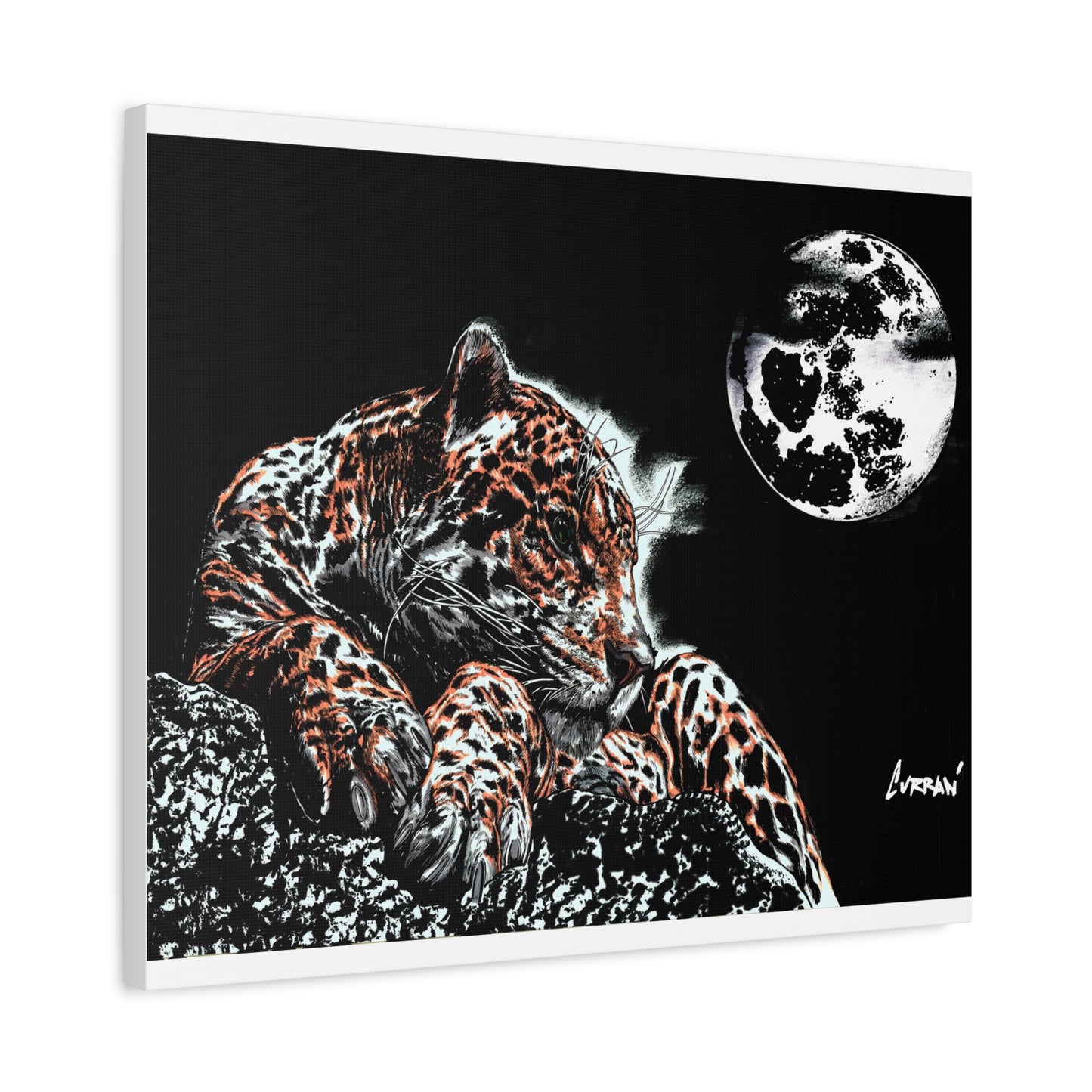 Leopard Canvas Art – Original Hand-Drawn Realistic Big Cat Wall Decor printed on Matte Canvas, Stretched, 1.25"