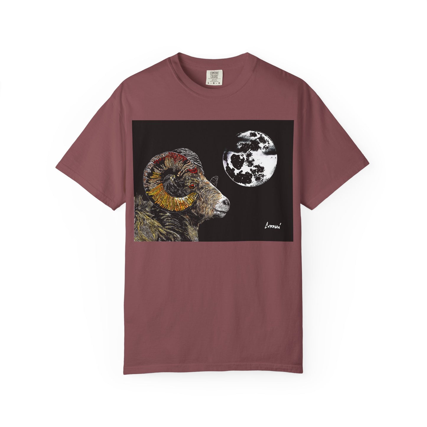 Ram and Moon Graphic Unisex T-Shirt - Nature-Inspired Artwear