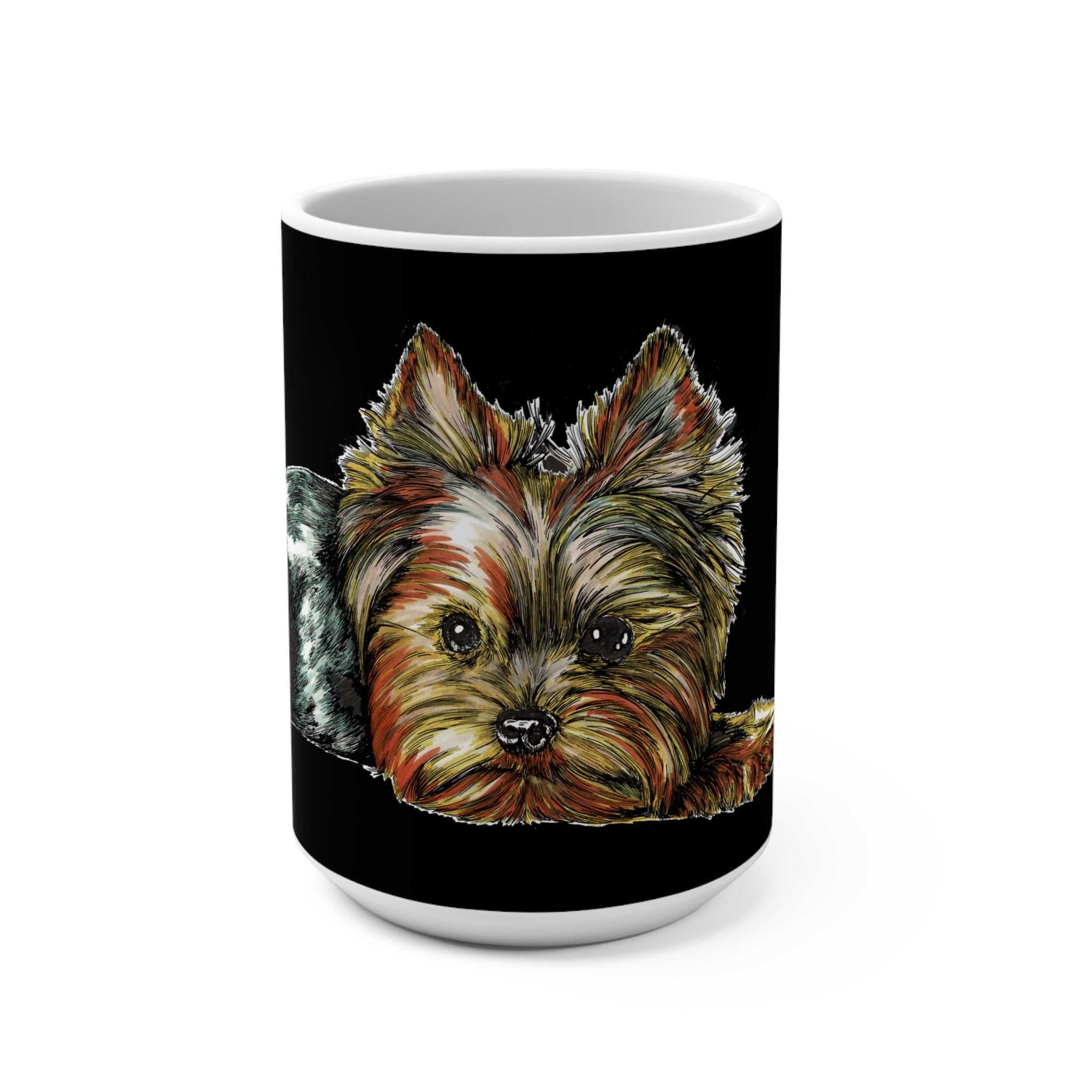 Start your day with a smile! Yorkshire Terrier 15oz Mug | Cute Dog Lover Gift who enjoy their morning coffee in style. Order your pet portrait coffee cup now!