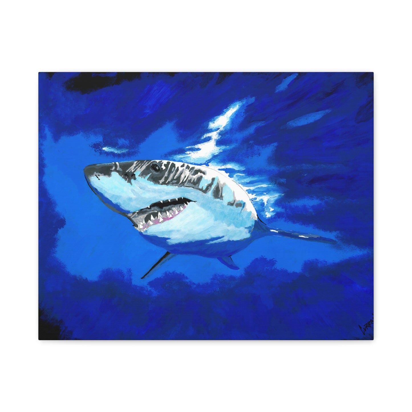 Great White Shark Canvas Art – Original Hand-Painted