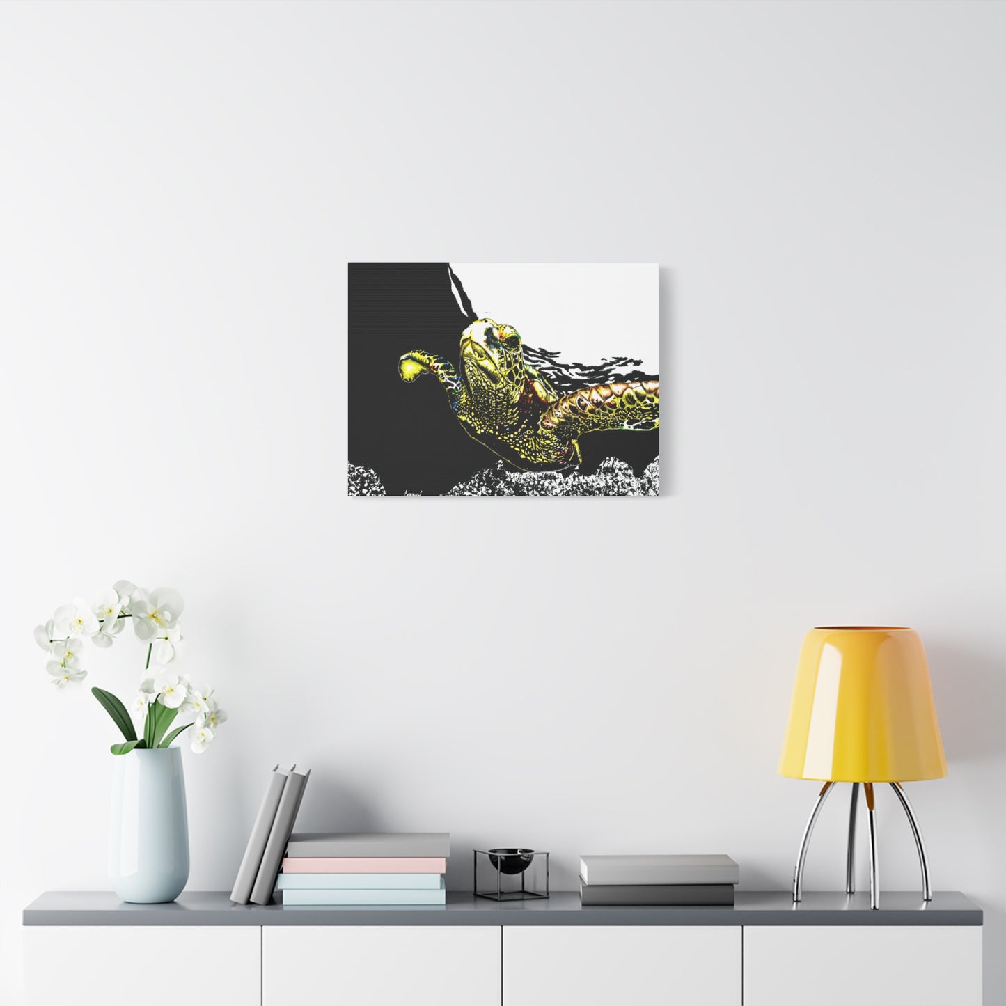 Sea Turtle Art Print of my Original hand drawn art printed on stretched canvas of a Sea Turtle