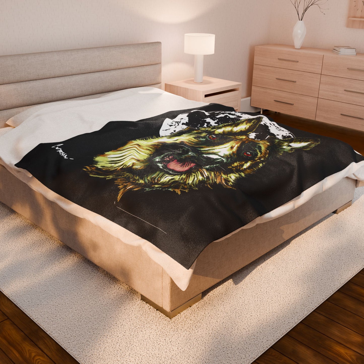 Cozy German Shepherd Velveteen Plush Blanket Designed Gift