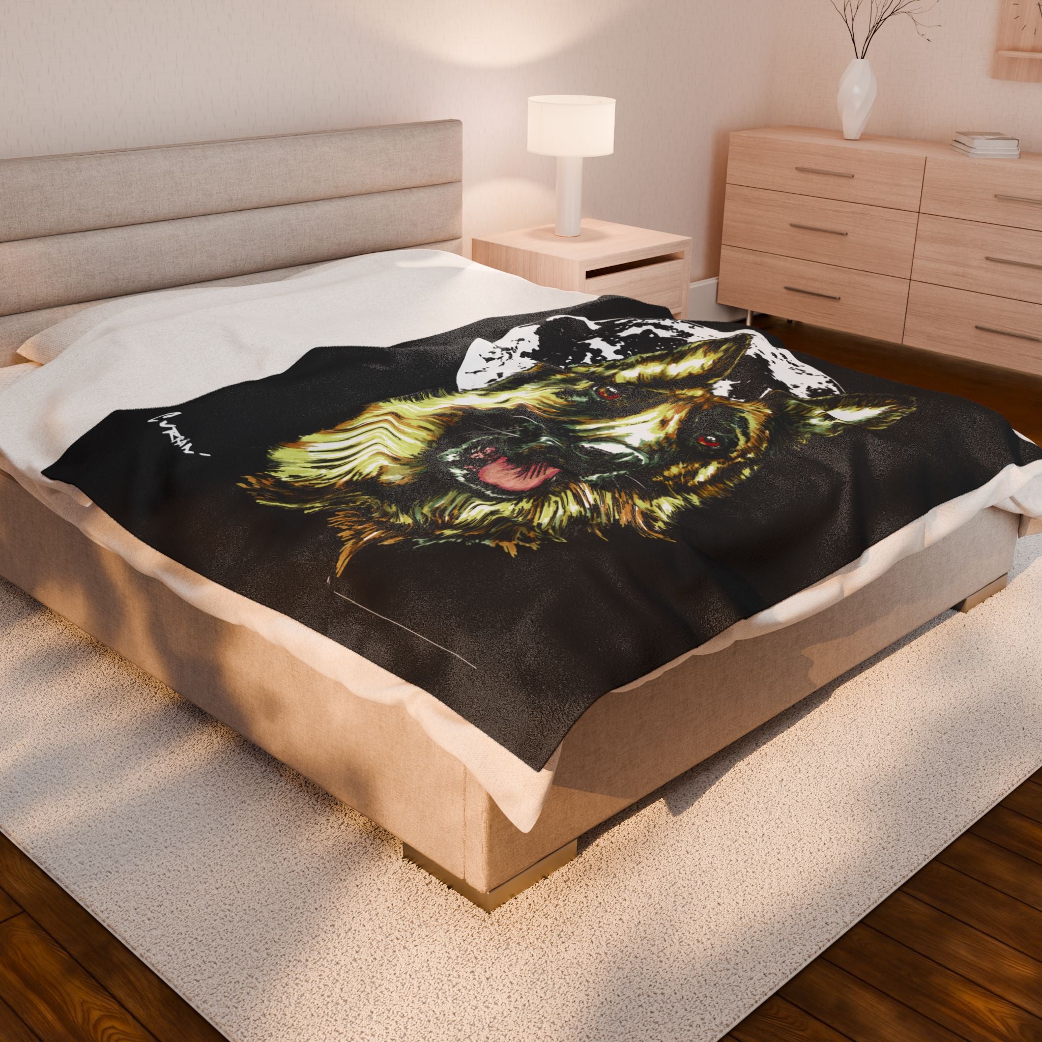Cozy German Shepherd Velveteen Plush Blanket Designed Gift