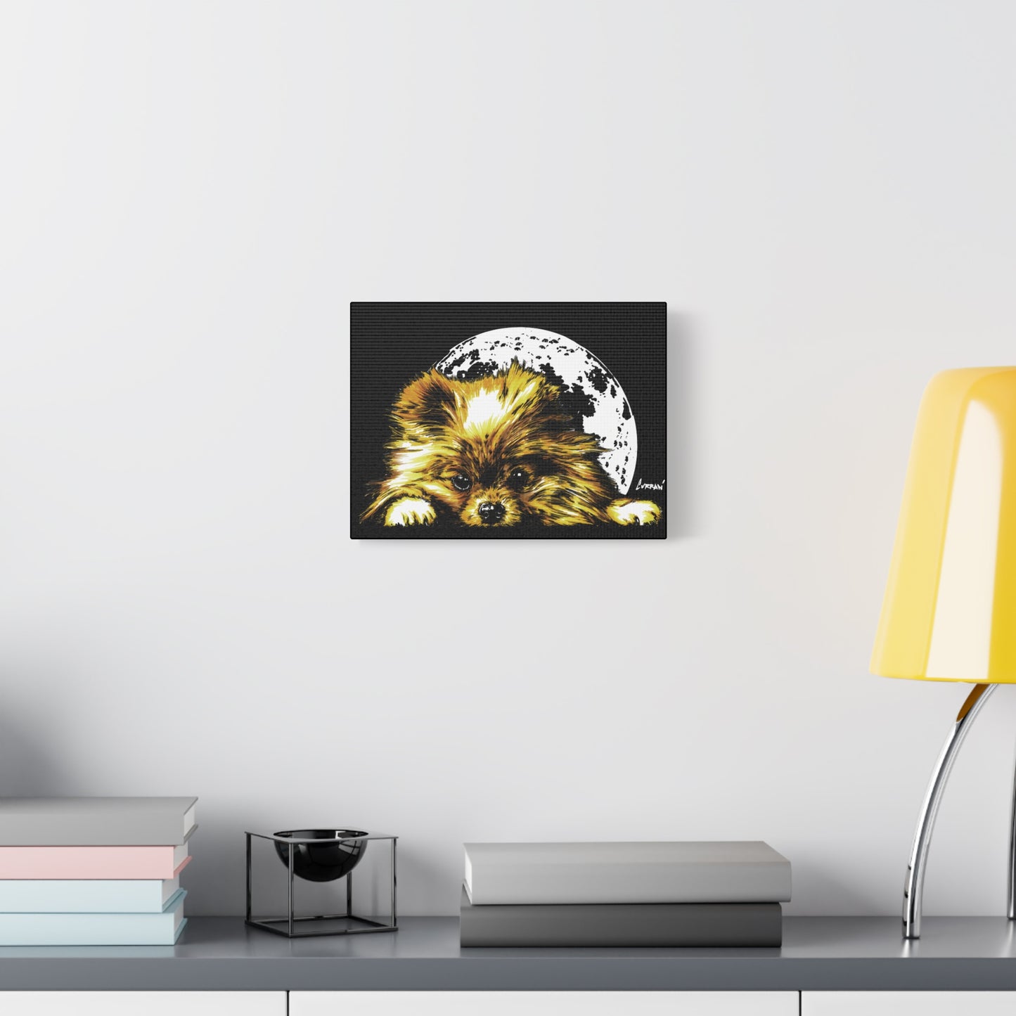 Pomeranian Moon Canvas Art Print- Dog Lover's Decor, 1.25" Stretched Print