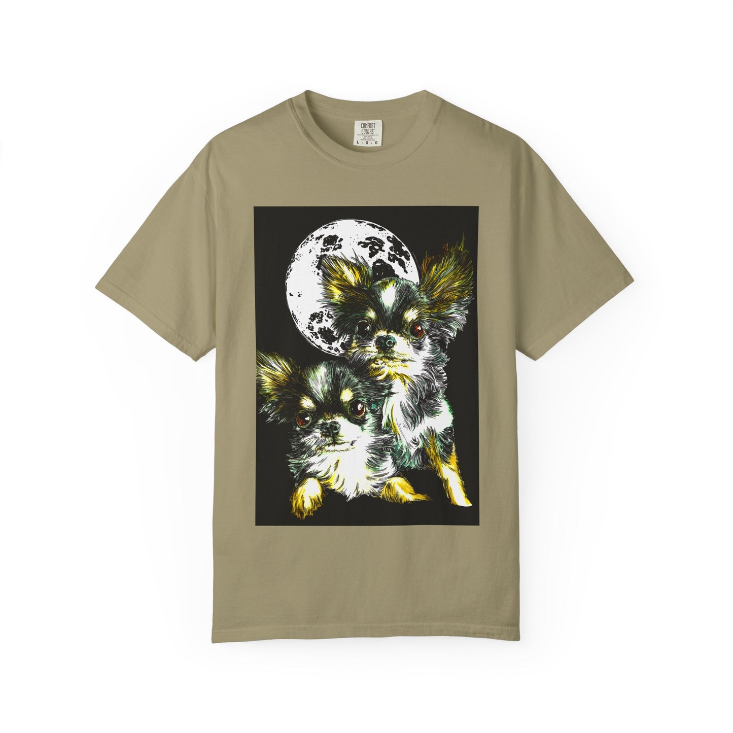 Cute Chihuahua Moon Night Unisex Garment-Dyed T-Shirt
