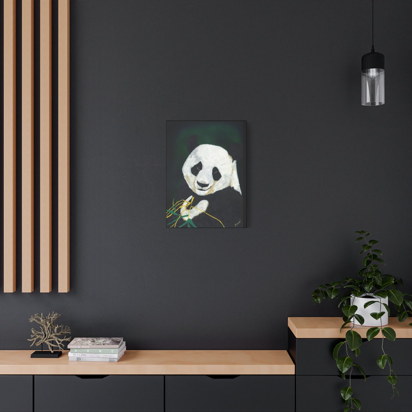 Panda Wall Art, Panda Print, Wildlife Art, Hand-Painted Panda, Nature Wall Decor, Bamboo Forest Art, Animal Lover Gift, Zen Decor. Printed on Matte Canvas, Stretched, 1.25"