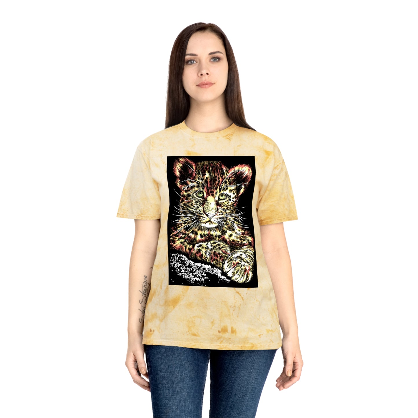 Majestic Leopard Color Blast T Shirt Original Hand Drawn Art