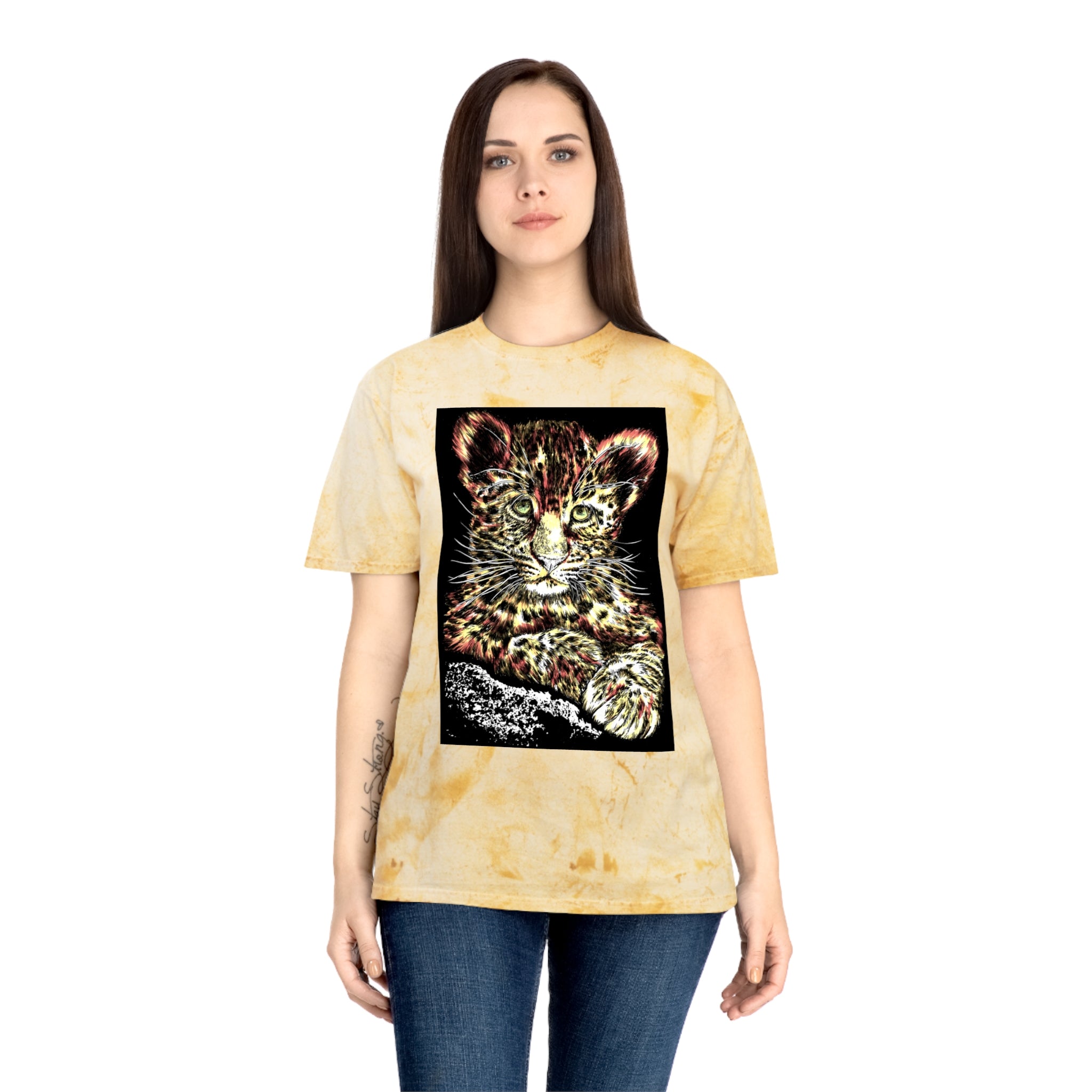 Majestic Leopard Color Blast T Shirt Original Hand Drawn Art
