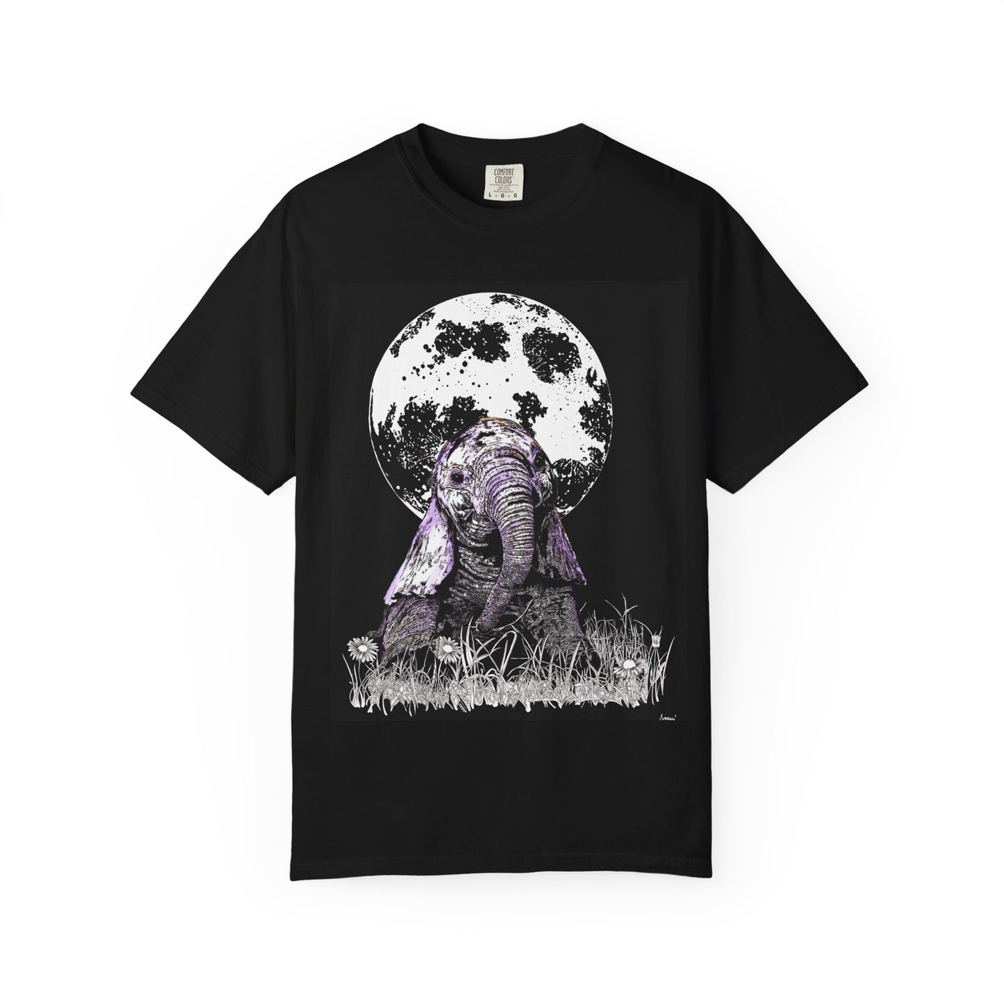 Moonlit Baby Elephant Unisex T-shirt | Eco-Friendly Garment-Dyed Tee