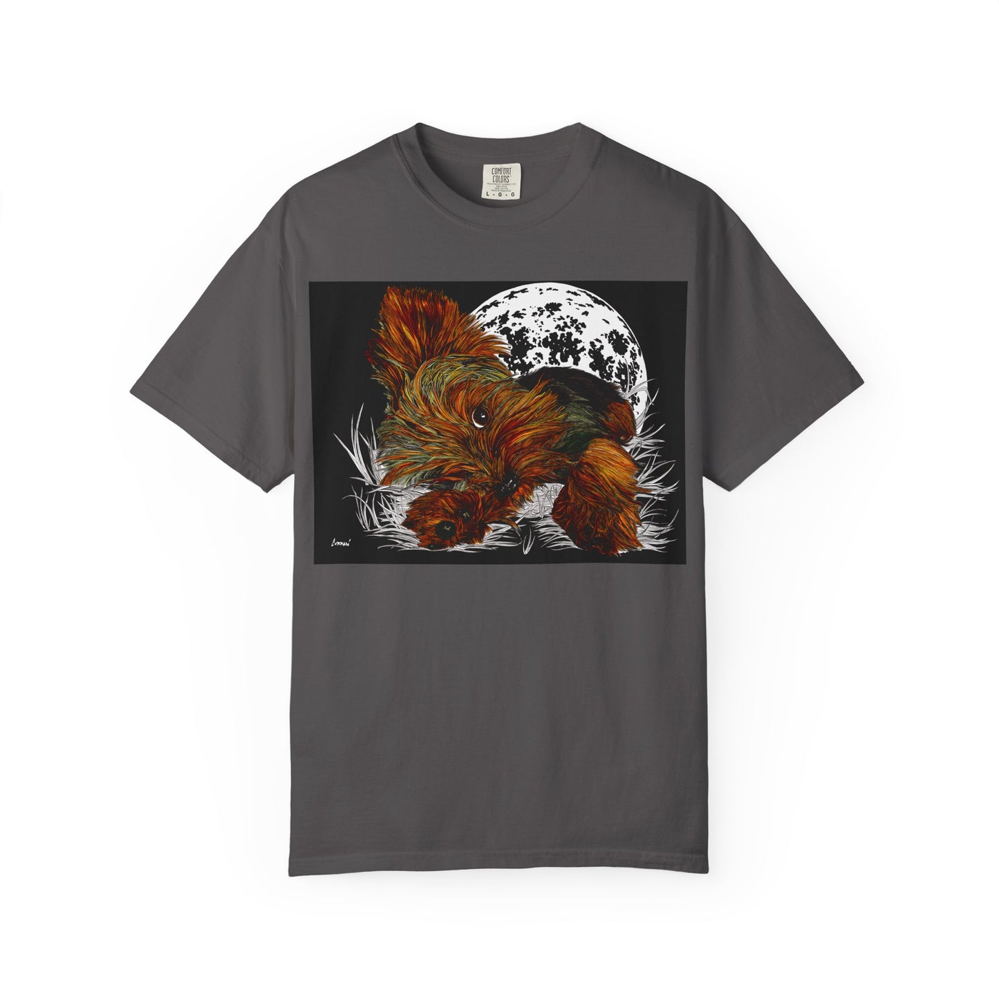 Yorkie Terrier Unisex Garment-Dyed T-Shirt – Original Hand-Drawn Art